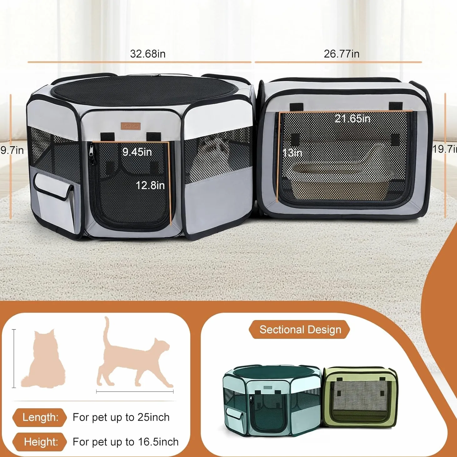 Beccucciolo pieghevole, 155 x 48 cm, portatile, 2 in 1, per interni ed esterni, box per cani con borsa per il trasporto per gatti, cuccioli e piccoli animali, utilizzabile separatamente