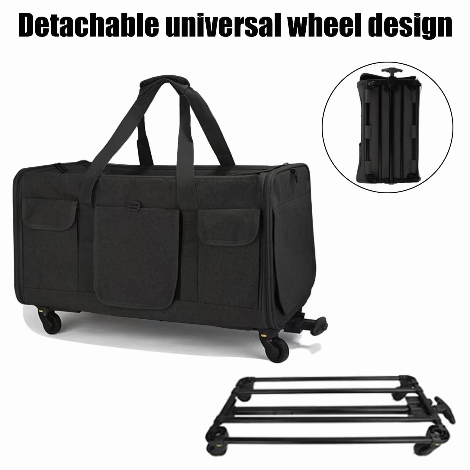 Scatole per il Trasporto di Gatti con Ruote Girevoli Rimovibili, 30L Gatto Grande Trolley, Portatile per Animali Pieghevole Zaino per Cani Gatti Estensibile, Trasportino per Gatti all'aperto e a Casa