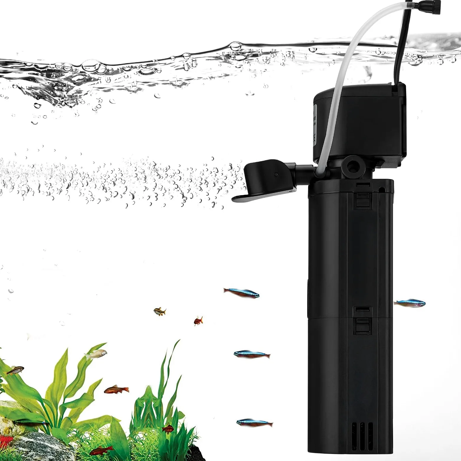 Filtro UV per acquario a doppia camera, filtro sommergibile 4 in 1 per serbatoi di tartarughe da 20-75 galloni, macchina verde ultra silenziosa con filtrazione, produzione di onde e ossigenazione
