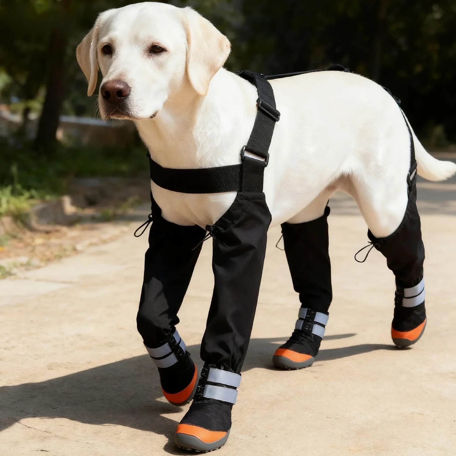 Stivaletti Regolabili per Cani Antiscivolo Impermeabile Protettore | Pantaloni da Neve Antiscivolo Regolabili con Striscia Riflettente Passeggiate Invernali su Neve e All'aperto