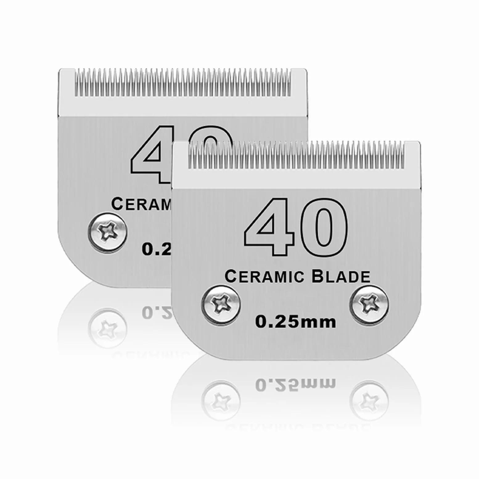 BESTBOMG 2 Pezzi Lama di Ricambio per toelettatura di Cani, Compatibile con Le Serie Heiniger/Moser Max45/Andis/A5 Tosaerba per Cani, Taglia 40# 1/100"(0,25mm) Lunghezza di Taglio