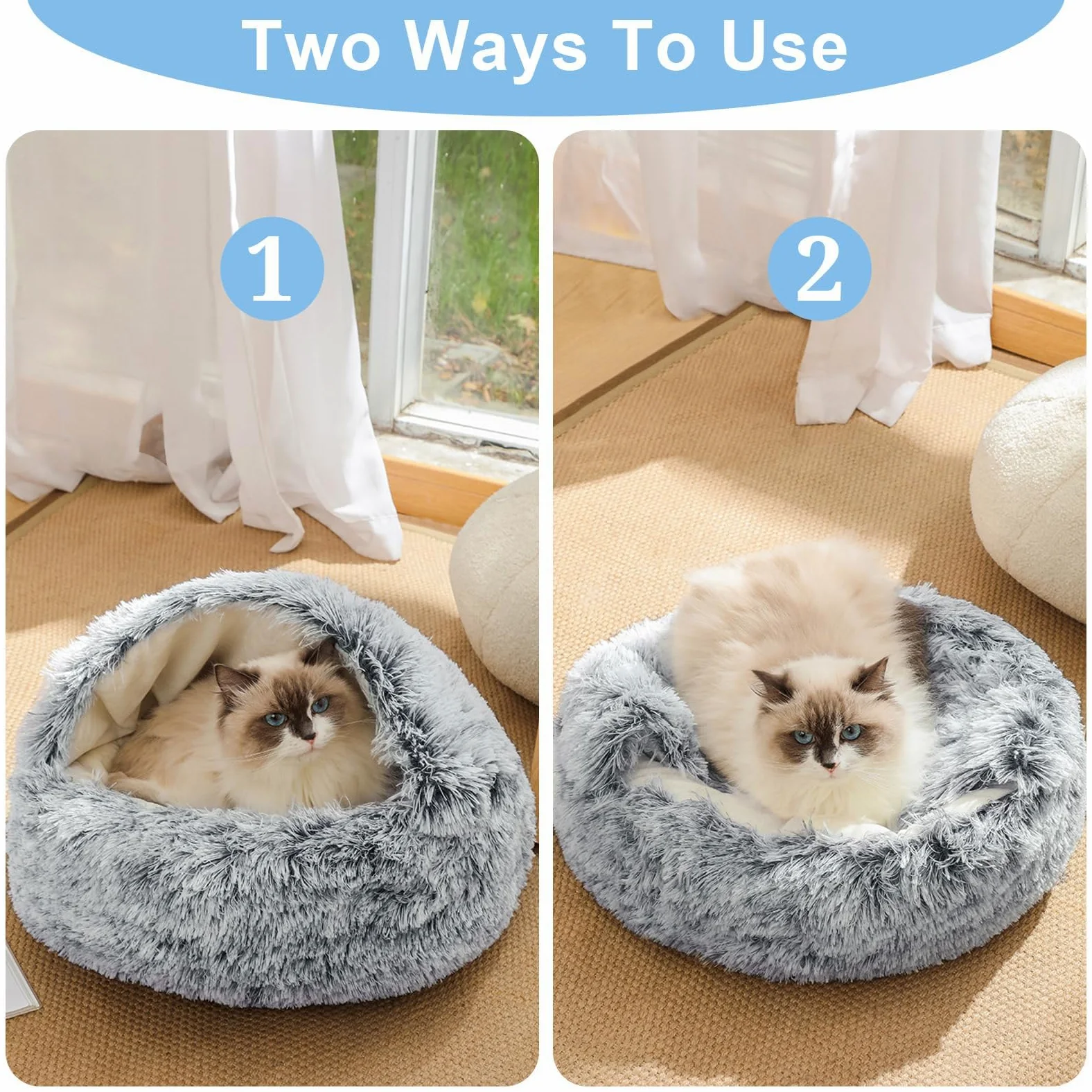 Comodo Cuccia per in Peluche per Gatto, Lettino per Animali Domestici Cesto Letto Morbido e Lavabile con Bordi Rialzati per Cucciolo Coniglio Porcellino d'India e Gattino Ø 40cm