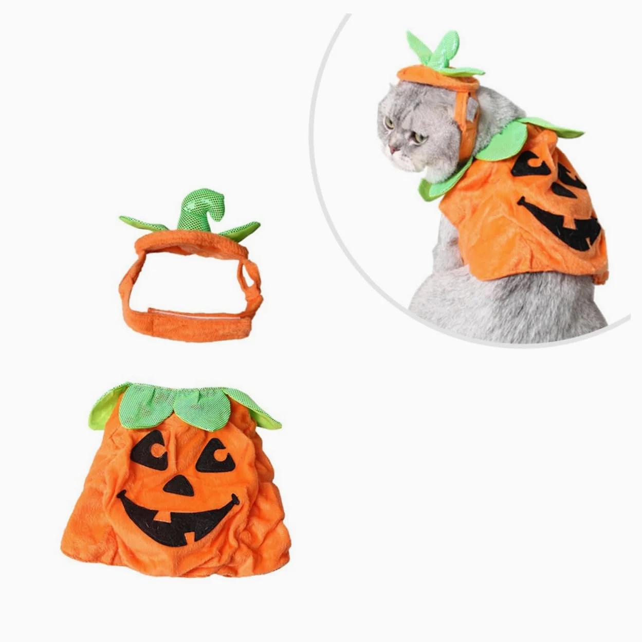 Beavorty 2 Pezzi Costumi Di Zucca Per Cani Cappotto Per Gatti Gattino Ornamento Cucciolo Di Zucca Per Animali Domestici Vestito Da Cappello Da Strega Cappello Arancione Costume Da