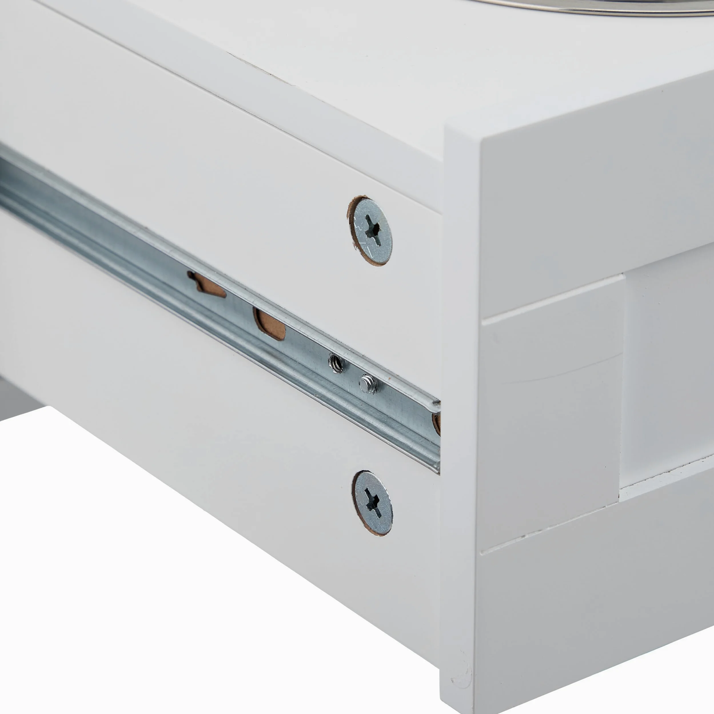 Relaxdays Ciotole Rialzate per Cani con Armadietto, Cassetto con 2 Scodelle e Ribaltina, HxLxP: 68x60x33 cm, MDF, Bianco