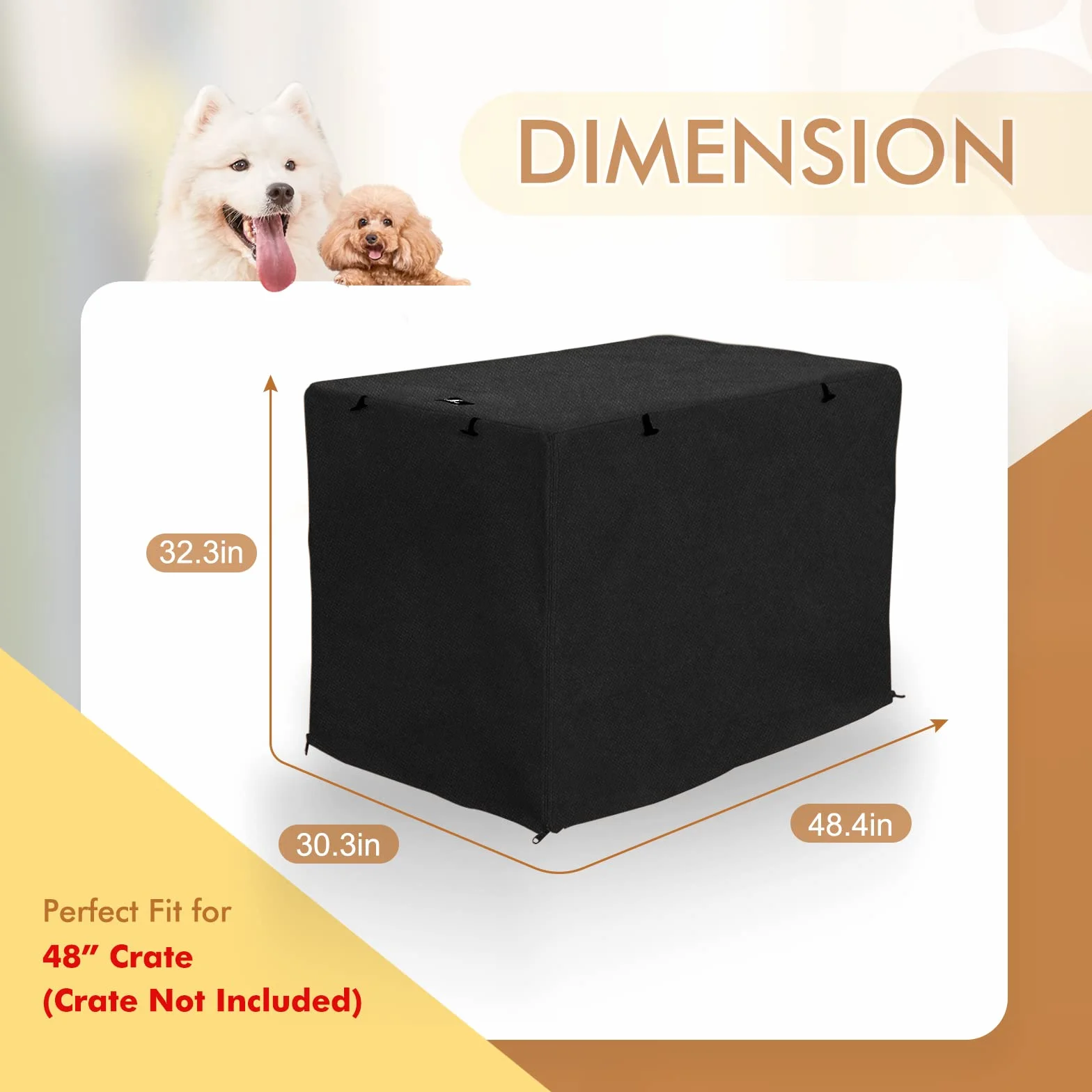 X-ZONE PET Copertura per gabbia per cani a doppia porta, in poliestere, per cani da compagnia (adatta per casse metalliche da 24, 30, 36, 42, 122 cm)