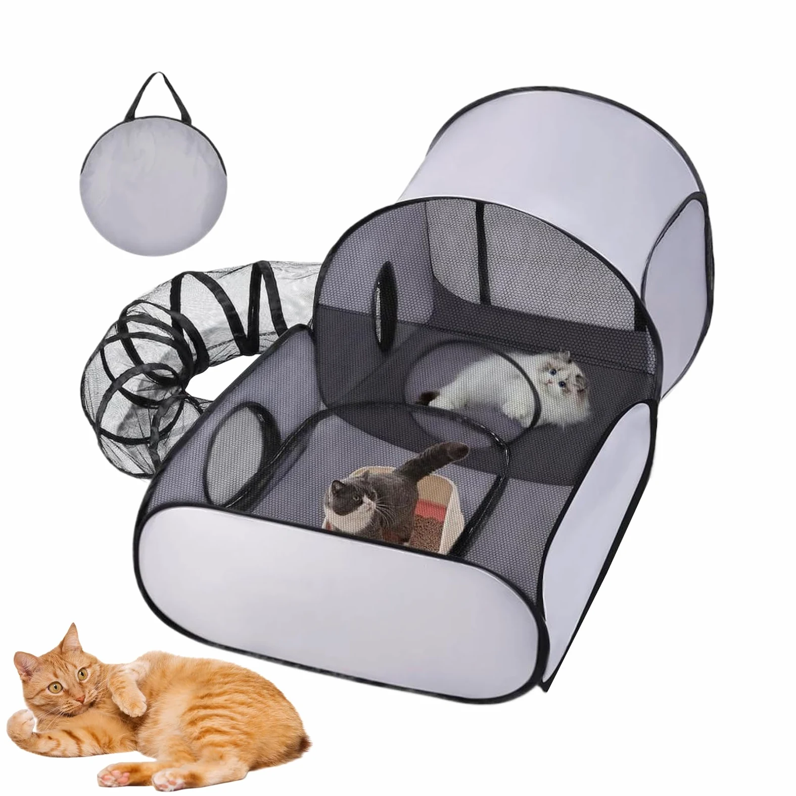 Box portatile per gatti, recinto pieghevole casa giocattoli interattivi, tunnel di recinzione per gatti, viaggi all'aperto giochi per gattini, cuccioli, piccoli animali