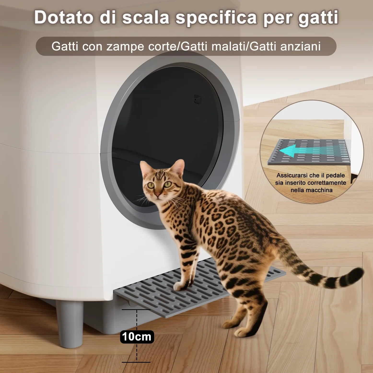 Lettiera Gatto Autopulente Silenziosa, Anti-Perdite/Schiacciamento/Odore, Lettiera Automatica Wifi per Gatti con APP, 90L Per Più Gatti, Svuotamento Con Un Solo Tasto, Facile da Pulire
