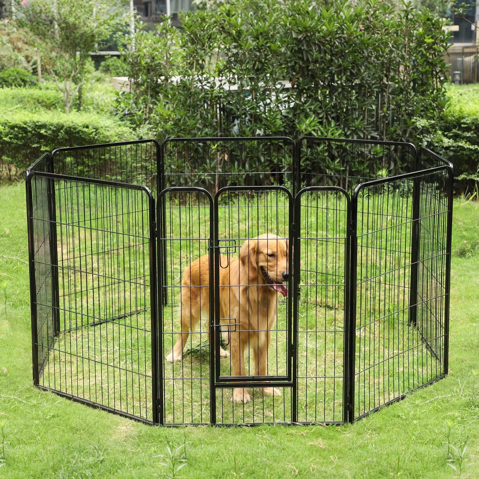Feandrea Recinto per Animali Box per Cani, 8 Pannelli 77 x 100 cm, Nero PPK81H