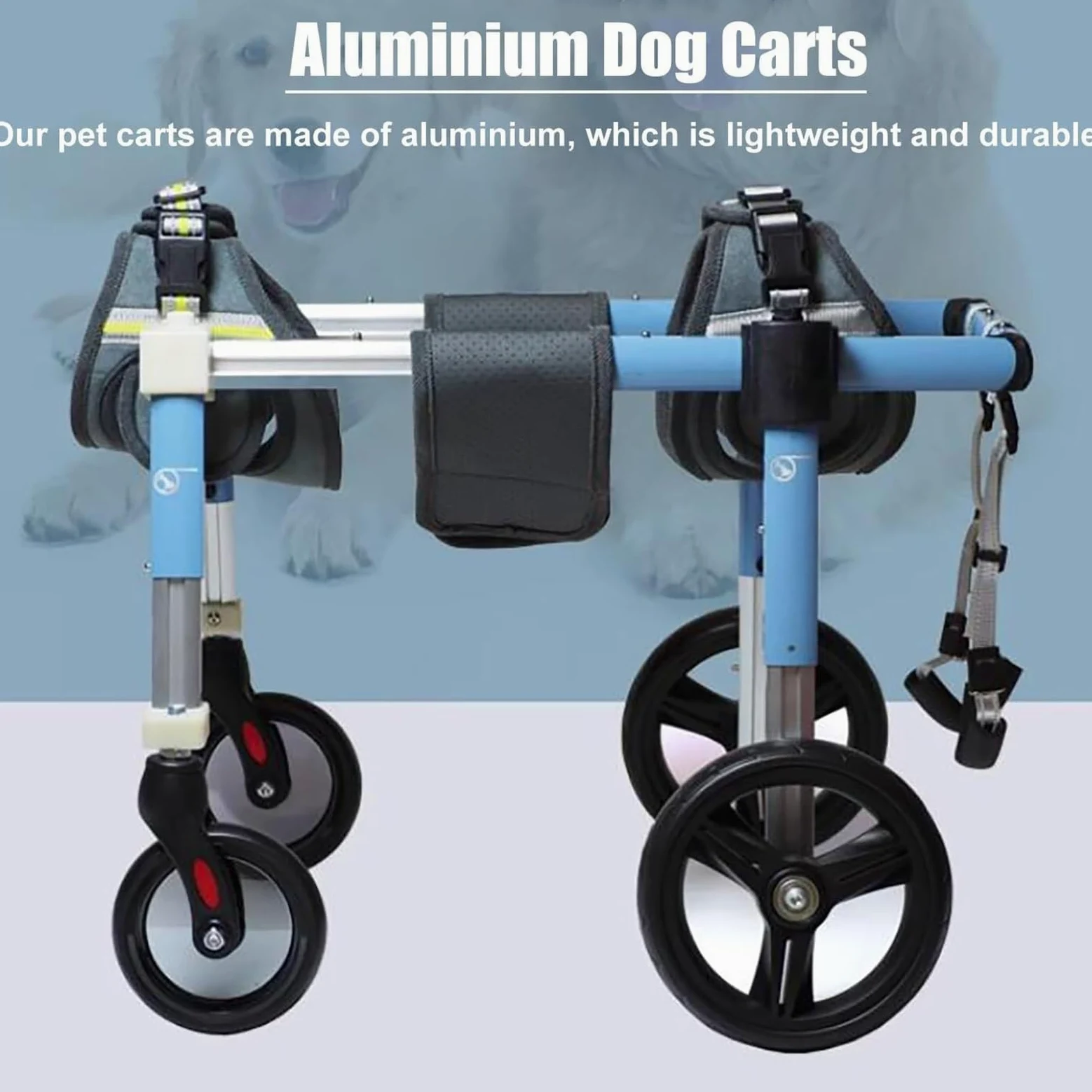 Sedia a rotelle per cani – Supporto regolabile per gambe anteriori e posteriori per aiutare la mobilità, design leggero per animali domestici feriti o disabili