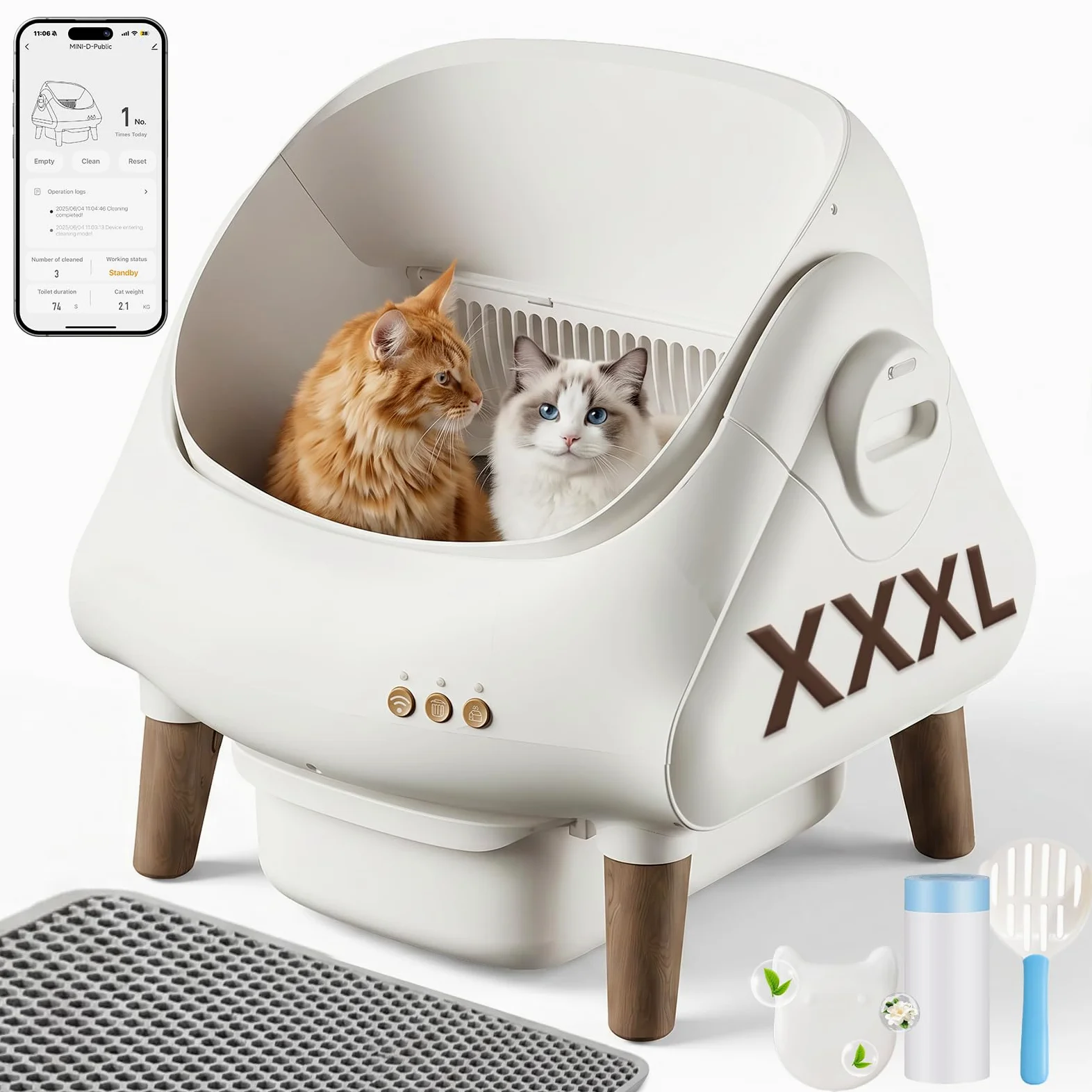 Devoko Lettiera Gatto Autopulente, Controllo tramite APP, Aperta Lettiera Automatica Gatto, XXL, per Gatti fino a 15 kg, Autopulizia per 15 Giorni, Adatta per Famiglie con Più Gatti