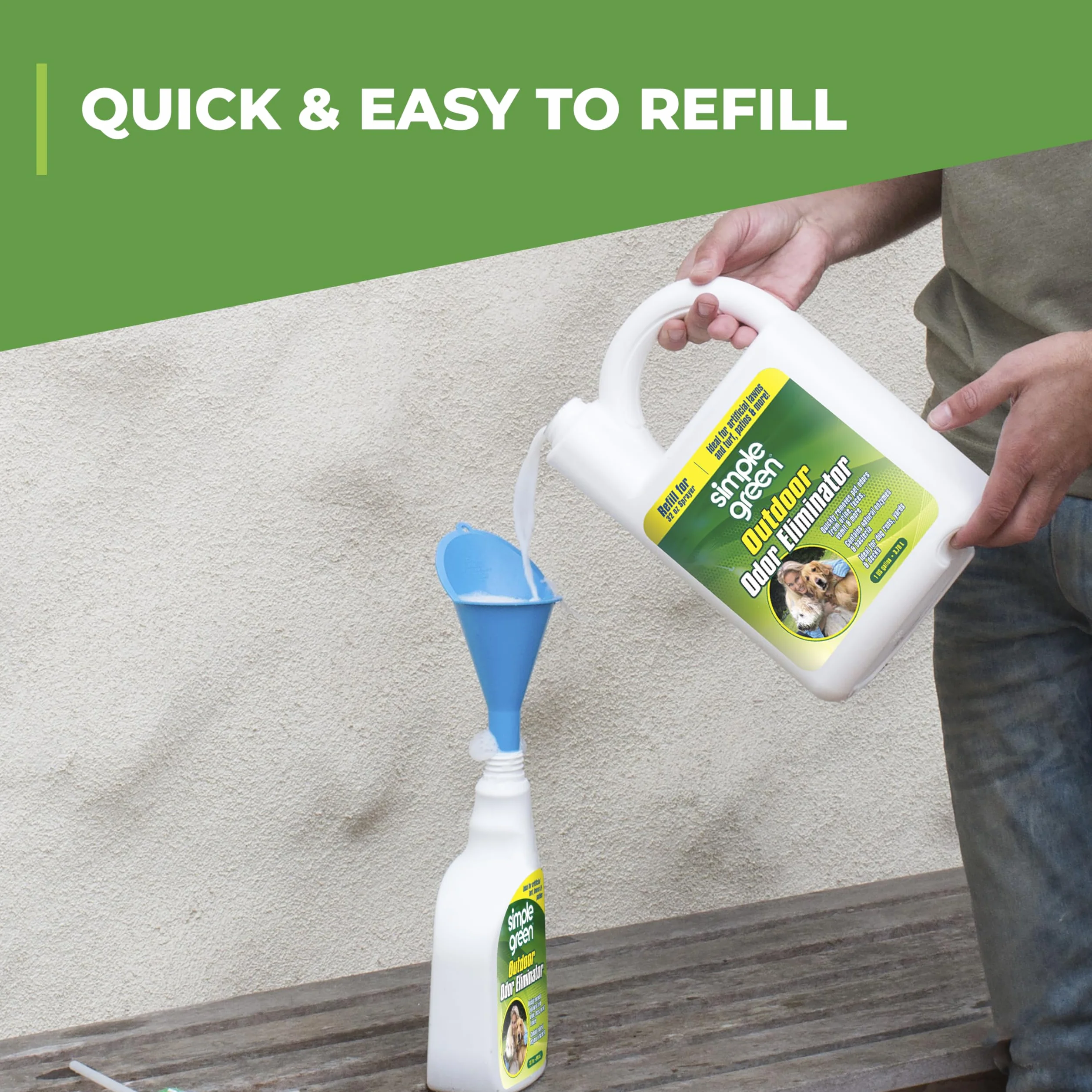 Simple Green - Elimina odori per animali domestici per esterni, ideale per erba artificiale e cortile (flacone spray da 1 litro e una ricarica da 3,8 litri)