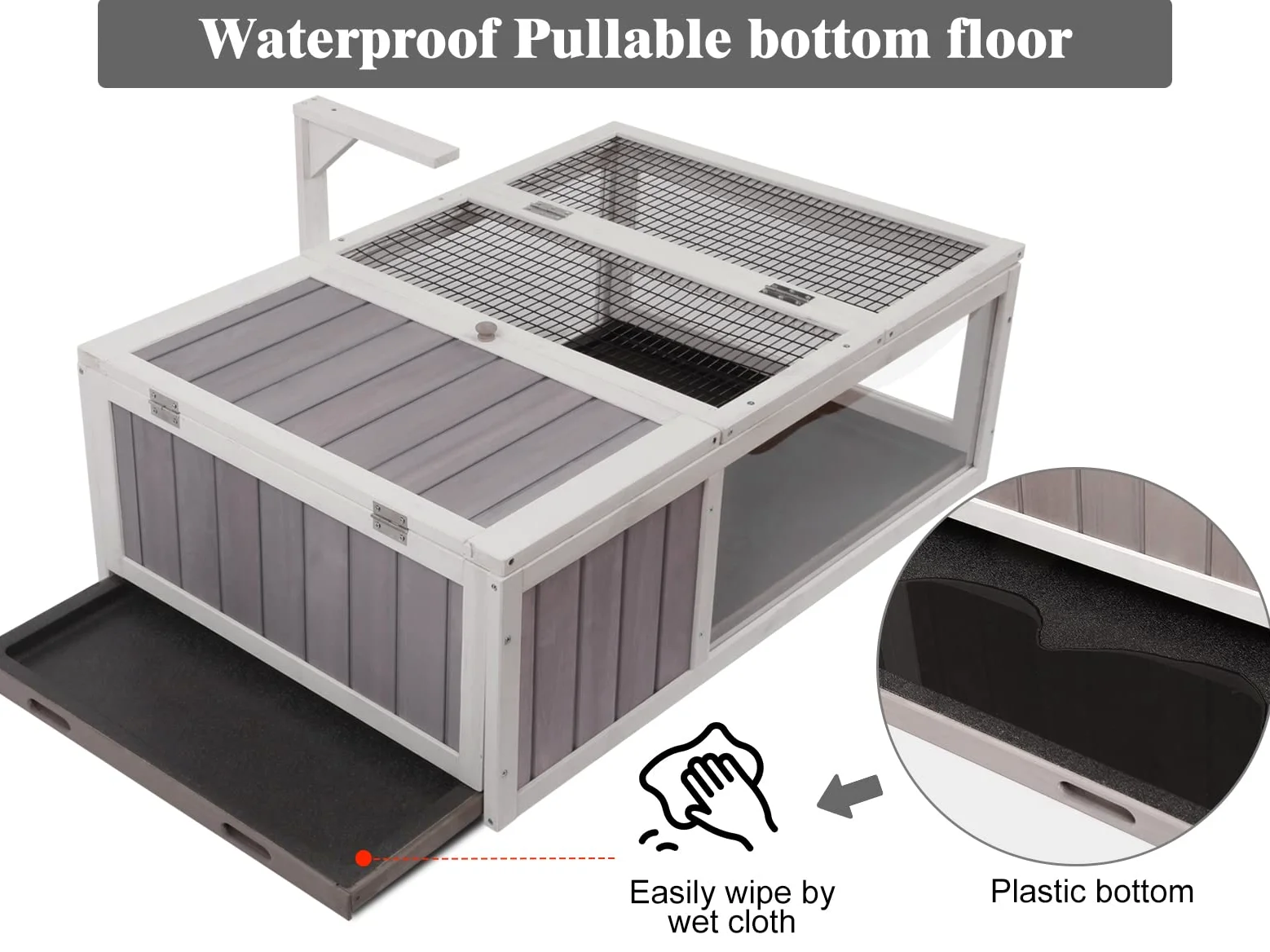 Tartaruga House Habitat Box in legno per interni ed esterni, recinto per tartarughe da interno per piccoli animali, gabbia per rettili da esterno grigio