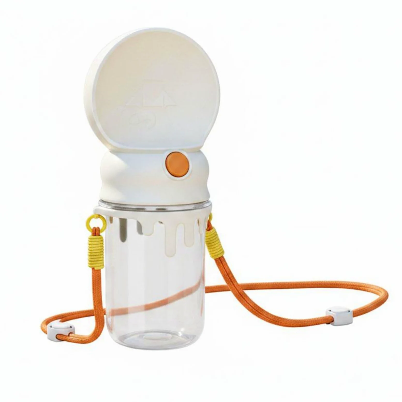 predolo Bottiglia Acqua Cane Portatile Leggera Borraccia 2 in 1 con Ciotola per All'aperto, Bianco, Con Tracolla