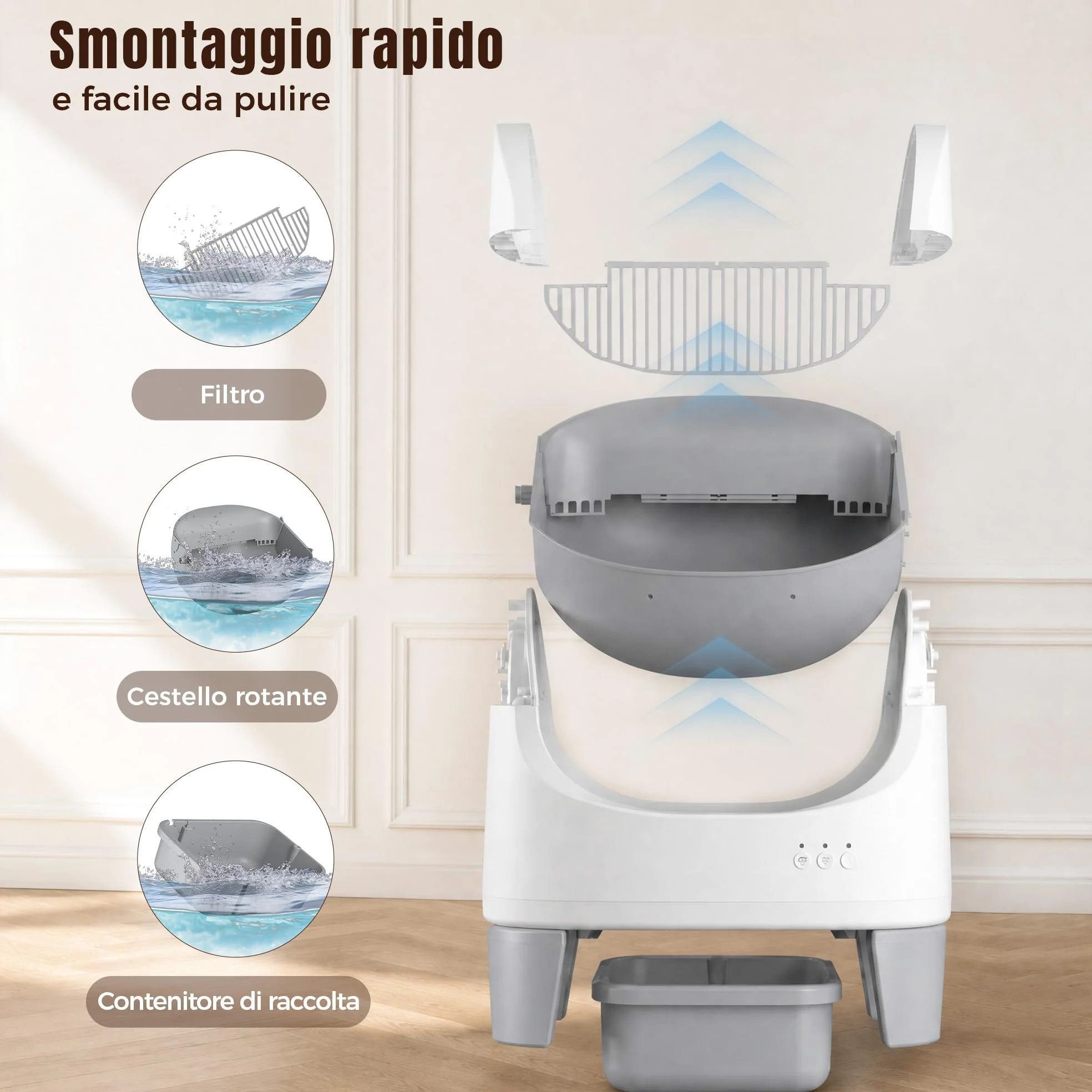 Jummico Lettiera Gatto Autopulente, Lettiera Autopulente per Gatti Aperta, Controllo APP / 15 Giorni senza Rimuovere le Feci/Design Anti-Pizzicamento, Lettiera Smart adatta per Gatti da 1,5 a 10 kg