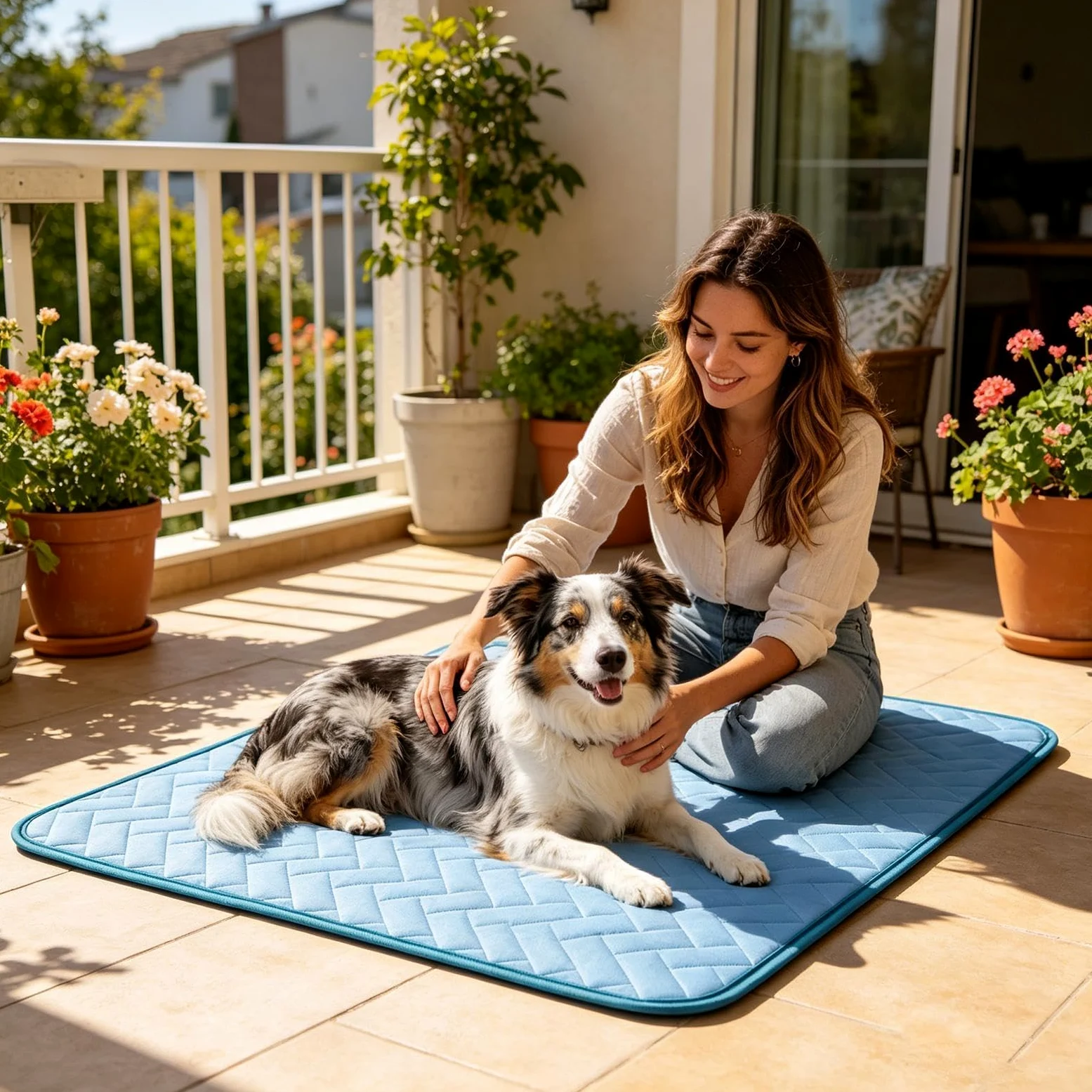 Tappetino refrigerante per gatti, cuccia per animali domestici, tappetino estivo in seta ghiacciata, per balcone, appartamento, casa, soggiorno, camera da , interni ed esterni, cortile