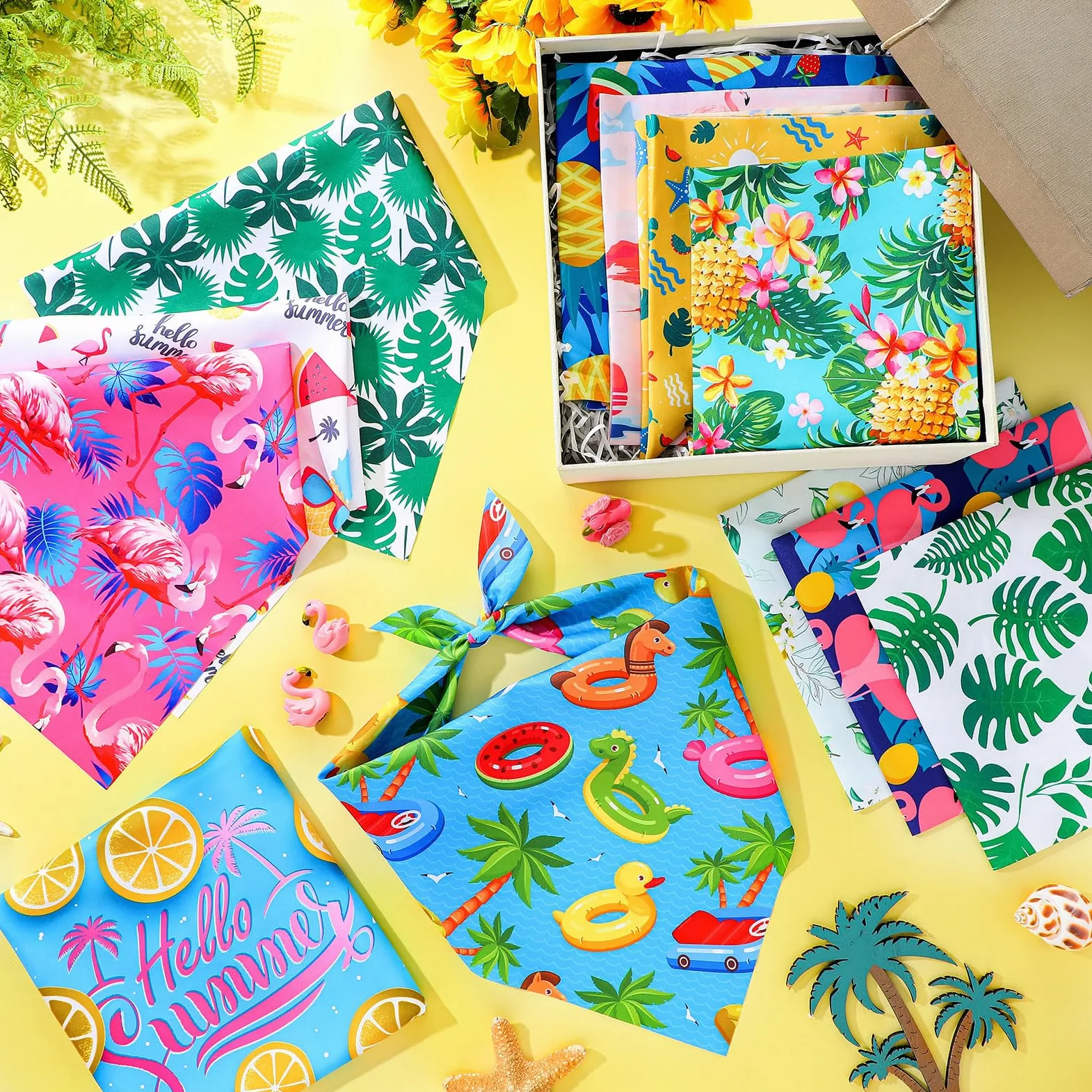 Chunful 50 bandane per cani per l'estate all'ingrosso bandane hawaiane bavaglino triangolo sciarpa per cani con motivo foglie di frutta fenicottero per l'estate accessori per animali domestici