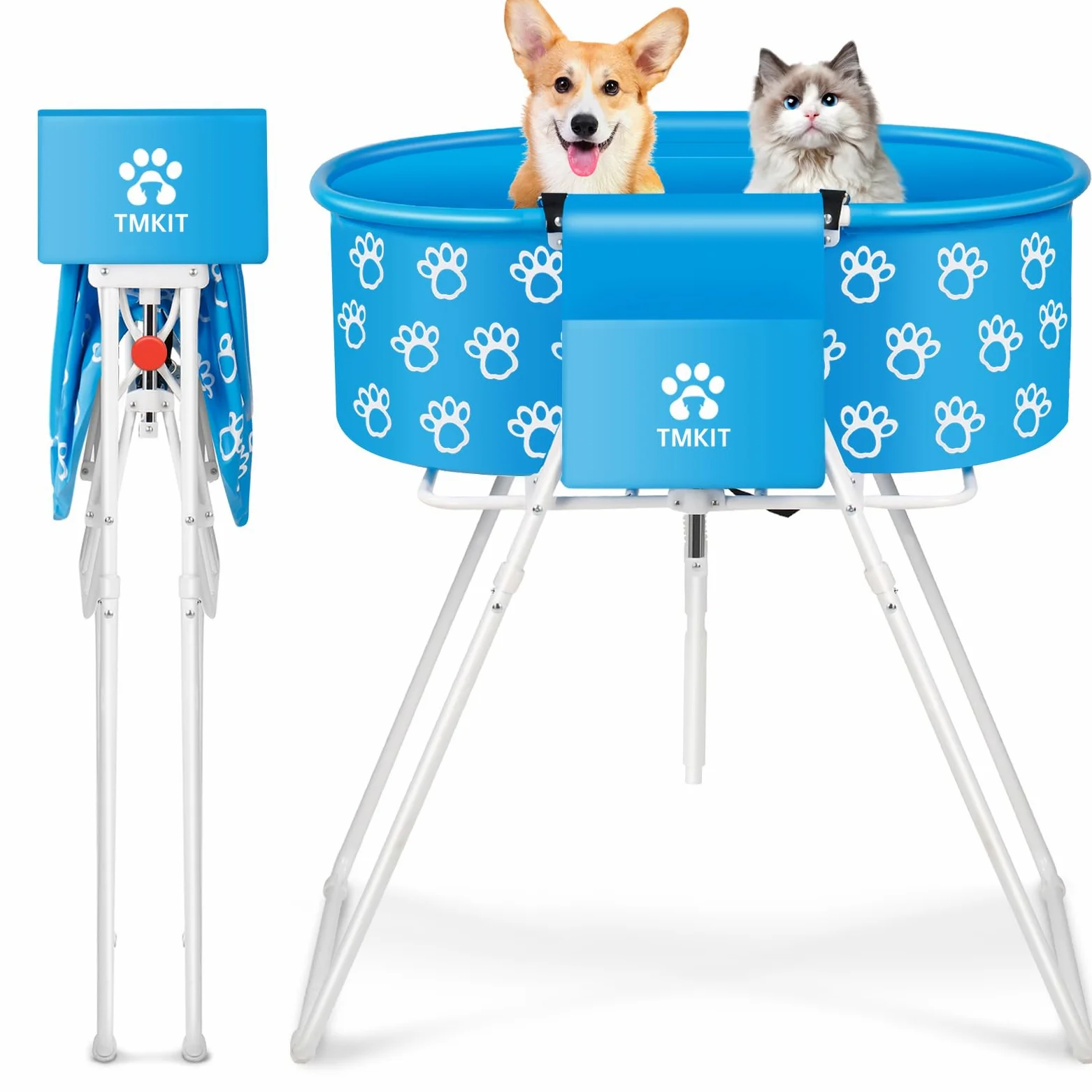 Vasca da Bagno per Cani, Vasca da Bagno Professionale rialzata per Cani, Doccia e toelettatura, Portatile, Pieghevole con Blocco di Sicurezza, Stazione di Lavaggio per Animali Domestici di