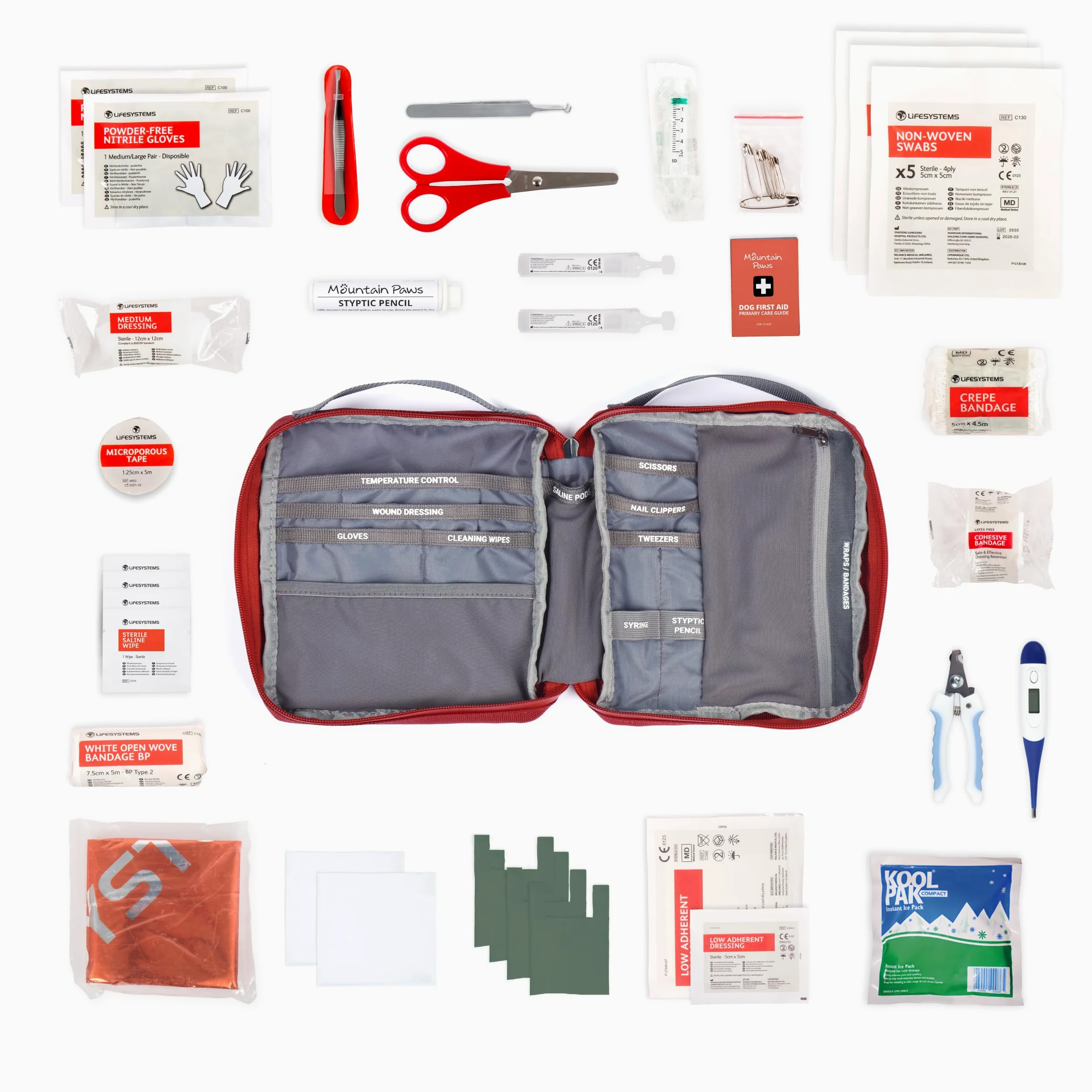 Mountain Paws Ultimate Dog First Aid Kit – 56 pezzi Essential Care Pack per cani, facile da trasportare, ideale per viaggi, casa, vacanze, passeggiate di più giorni