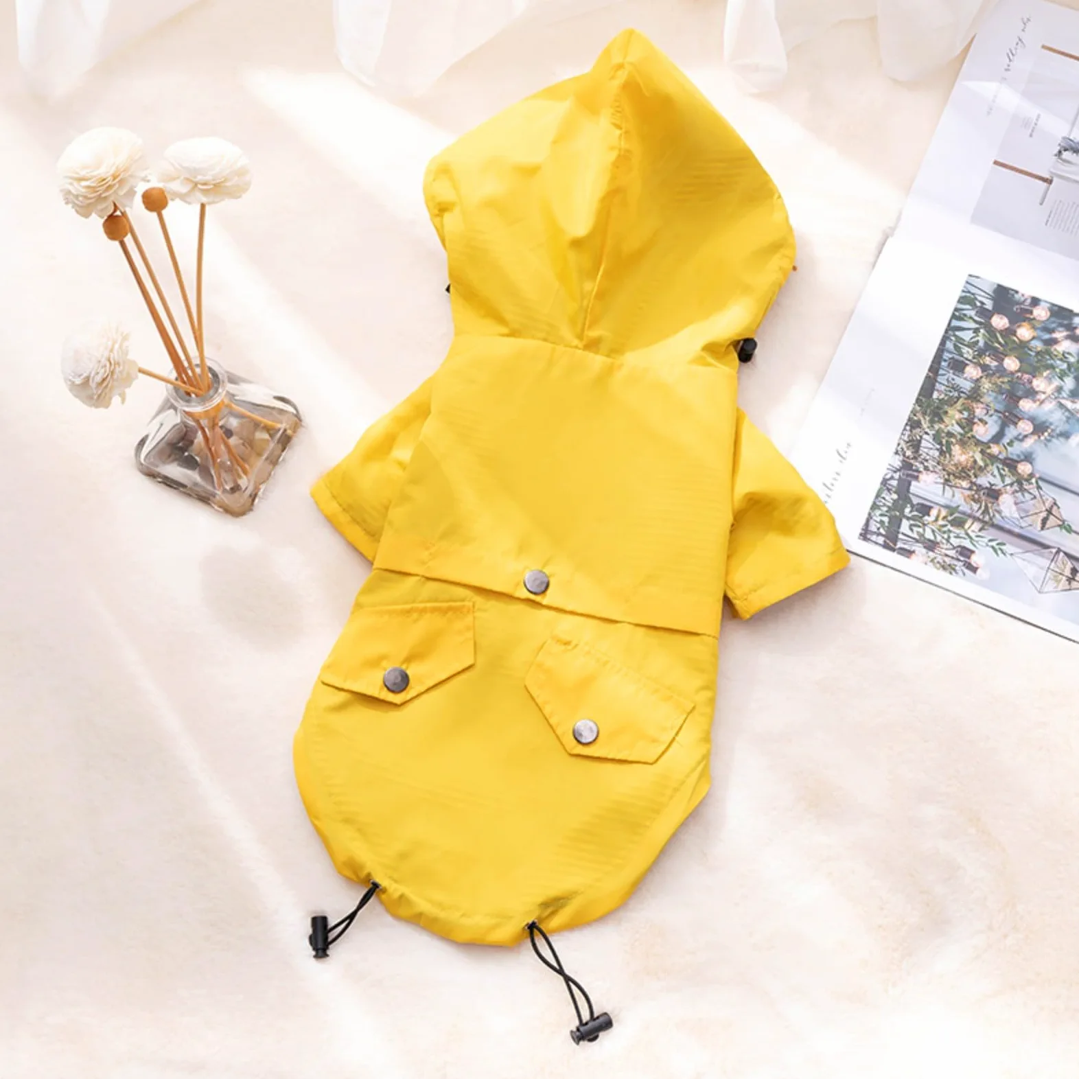 Impermeabile per cani, Impermeabile for cani da compagnia, impermeabile for cani, con cappuccio, regolabile, elegante, con cappuccio rimovibile for cani