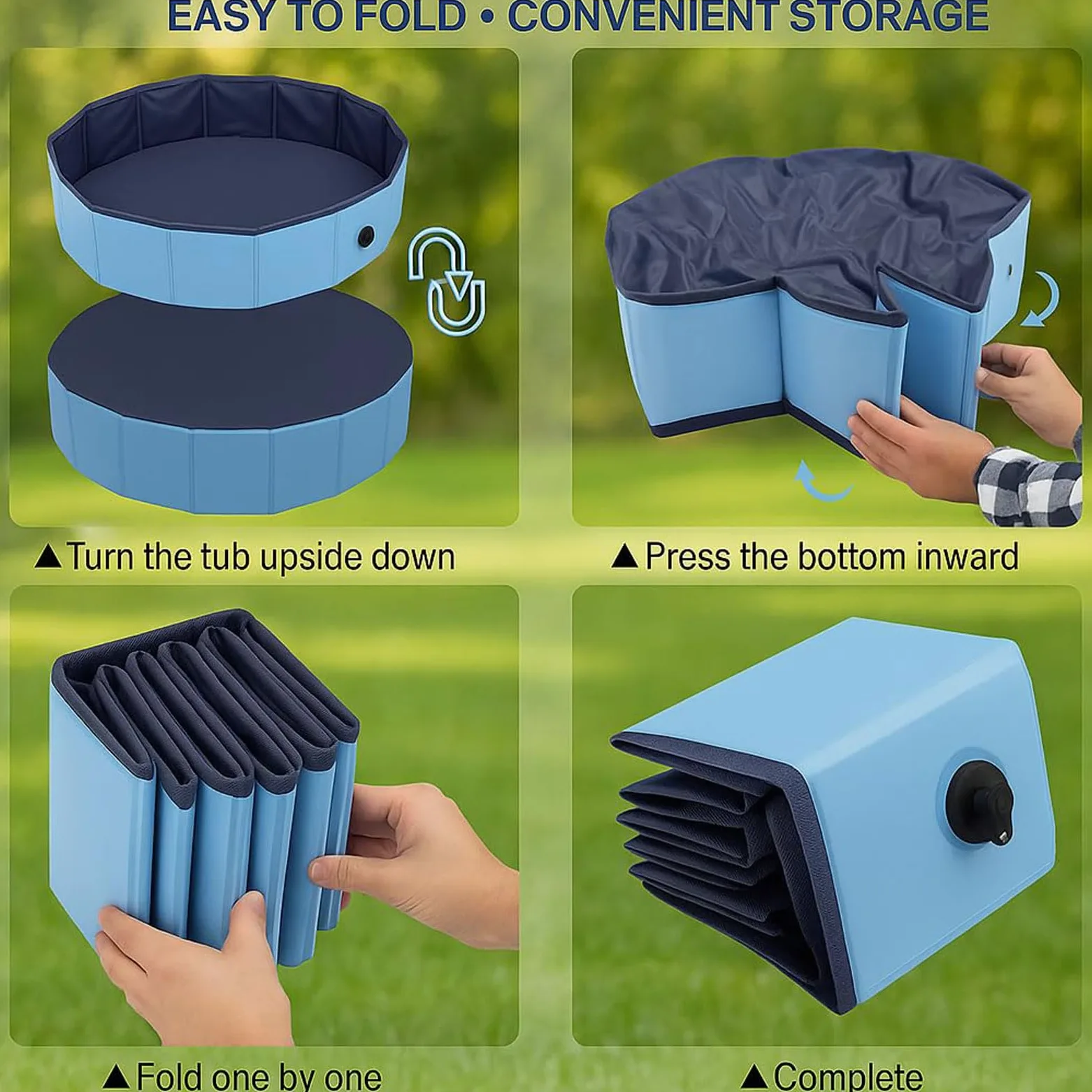 Piscina per Cani Piscina Pieghevole Non Gonfiabile in PVC Vasca Portatile Interattiva con Scarico Grande Vasca Rigida e Rotonda per Cani Gatti Cuccioli Animali 160 * 30CM