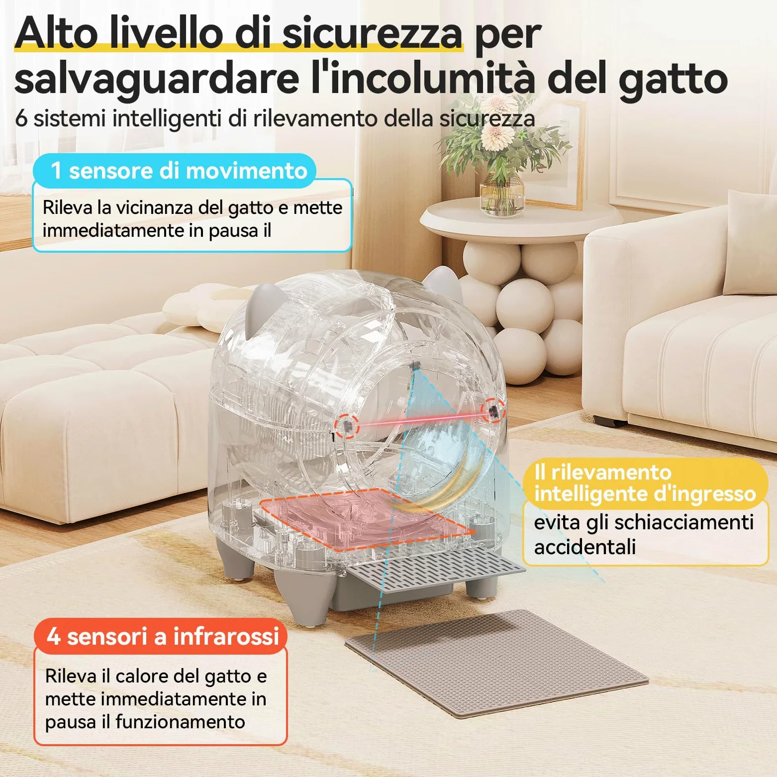 TRIUMPHKEY lettiera gatto autopulente, lettiera autopulente per gatti xxl da 90L con controllo APP/protezione anti-intrappolamento/sistema di deodorizzazione/cat litter box, per famiglie con più gatti