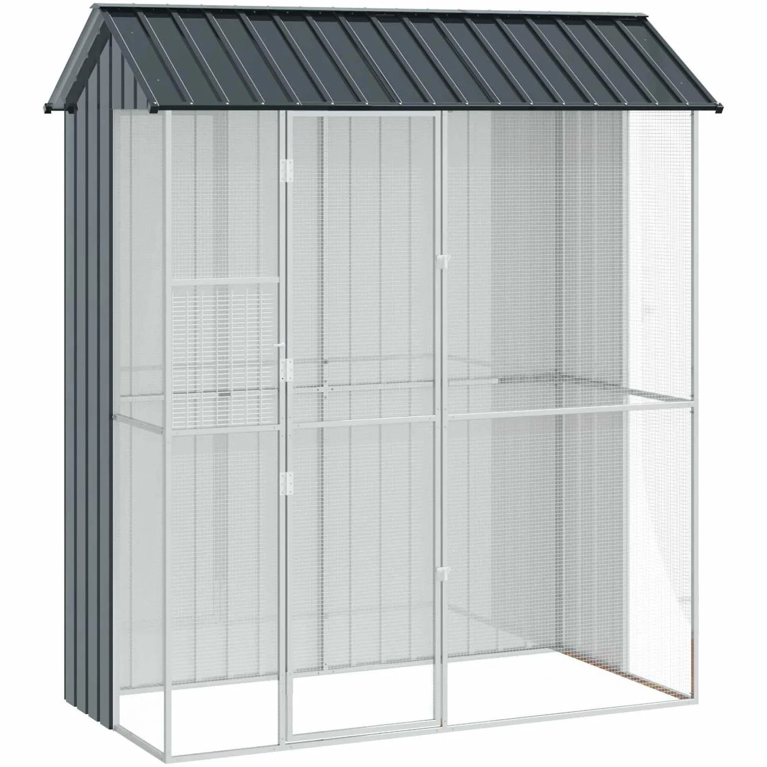 vidaXL Gabbia per Uccelli Antracite 215 x 110 x 247 cm Acciaio zincato, Giardino e terrazza, Moderna casa per Uccelli, Gabbia Resistente, voliera da Esterno, Design per Animali