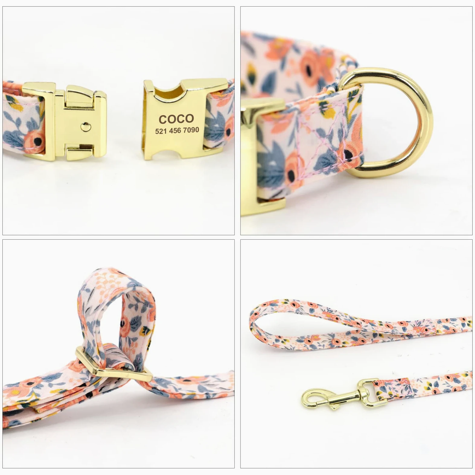 Set Di Collare E Guinzaglio Per Cani In Nylon Stampato Collare Per Gatti Personalizzato Per Cuccioli Di Cane Incisione Personalizzata Dei Collari Con Targhetta Identificativa Per Cani,Arancia,M