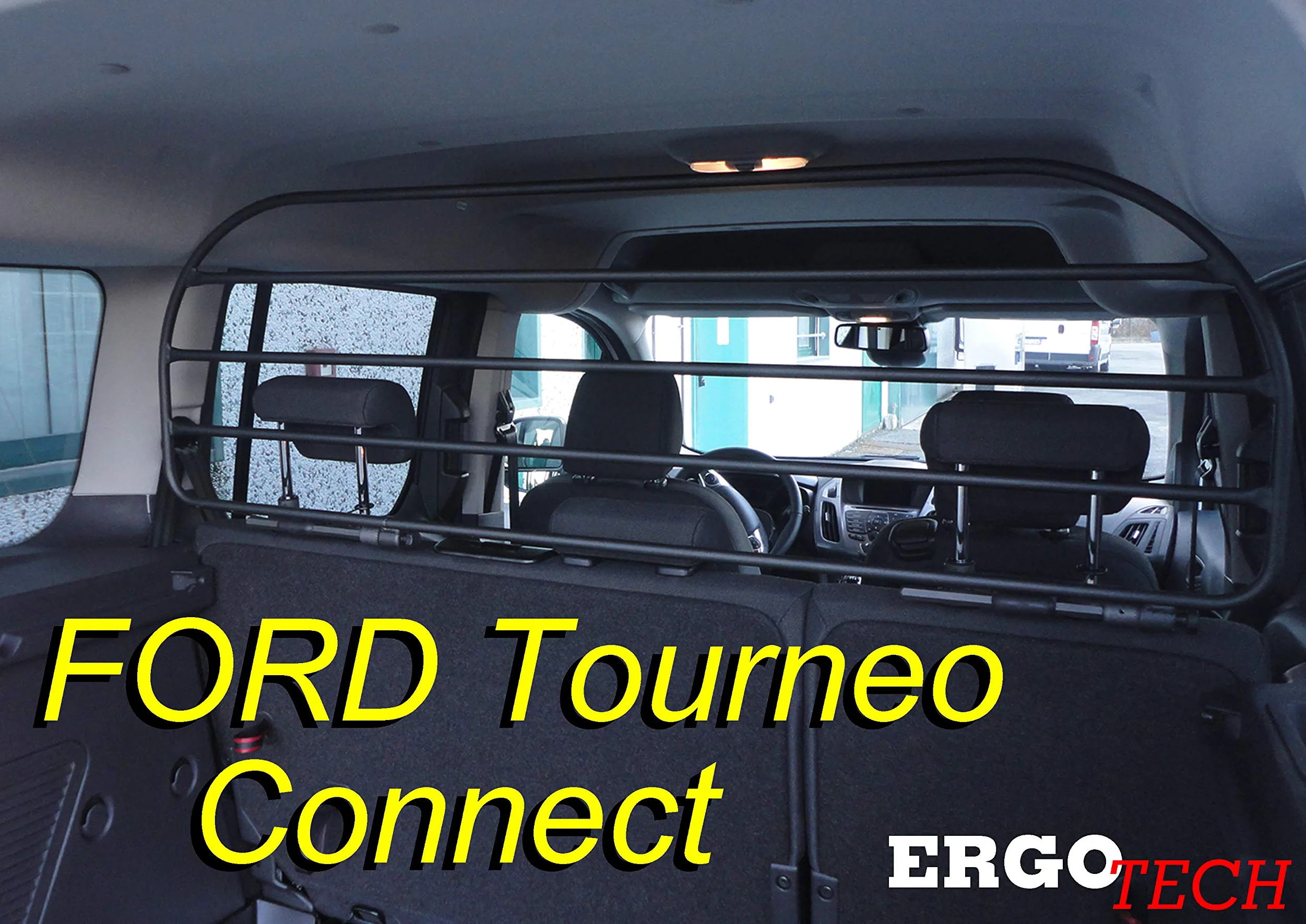 ERGOTECH Divisorio Griglia Rete Divisoria per Ford Tourneo Connect, RDA65HBG-XXL, per Trasporto Cani e Bagagli