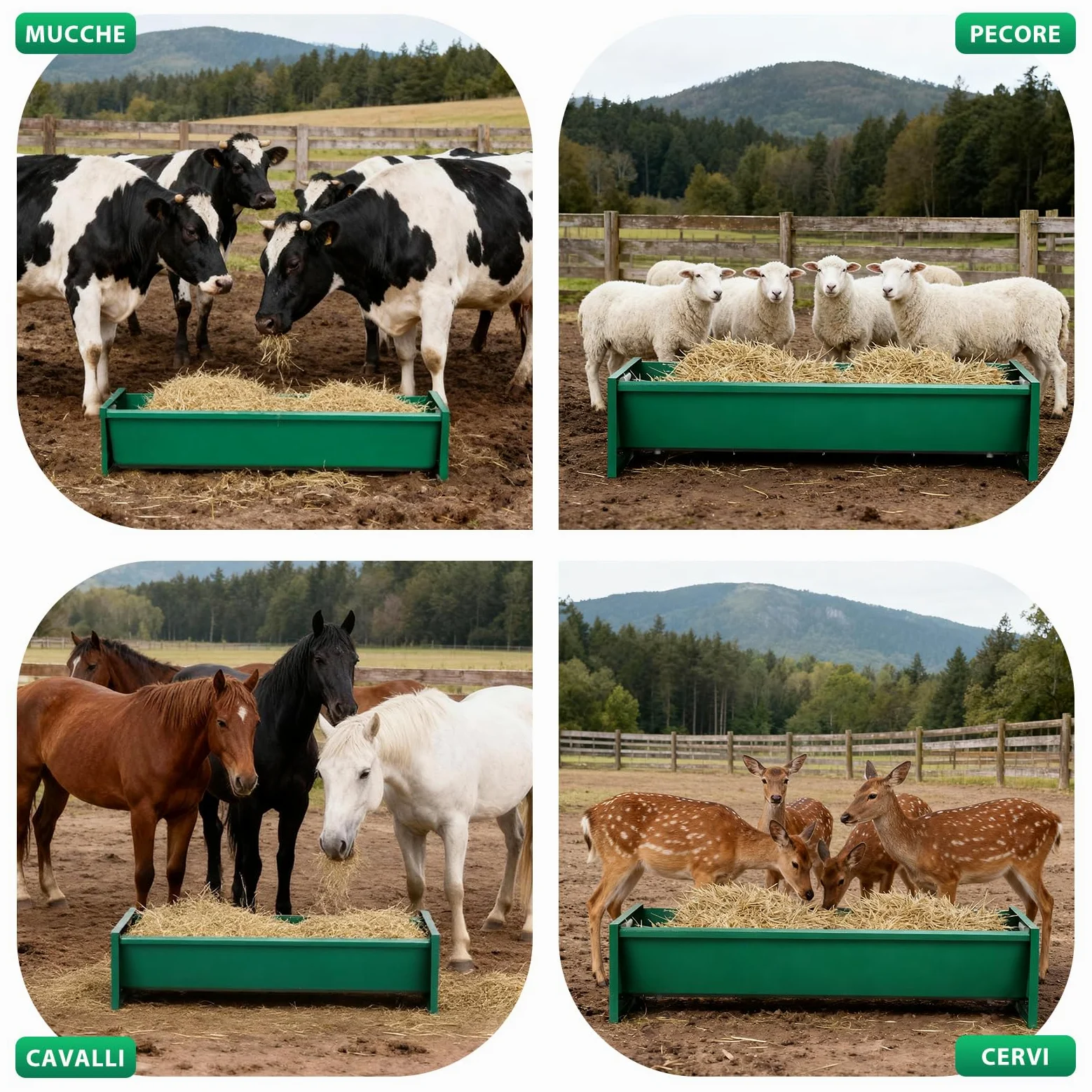 Mangiatoia Cavalli Acciaio Zincato 100cm Grande Capacità Attrezzature per Allevamento Resistente Facile da Pulire Mangiatoia per Bovini per Capre Bovini Maiali Bovini Capannoni di Allevamenti