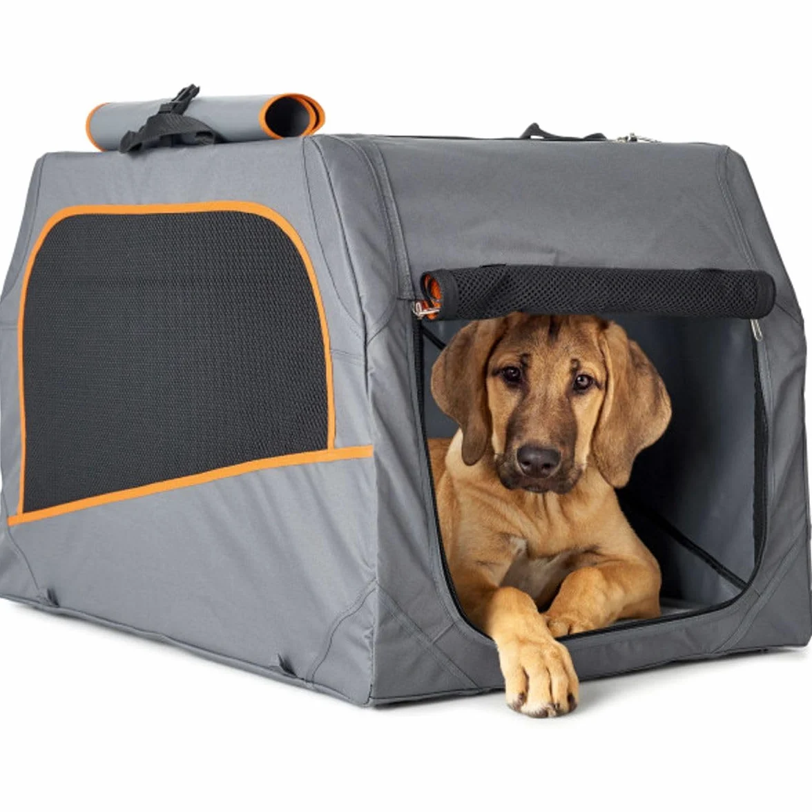HUNTER Box transportino per Cani con Telaio in Alluminio 61x45,5x43 cmgrigio Antracite/Arancione