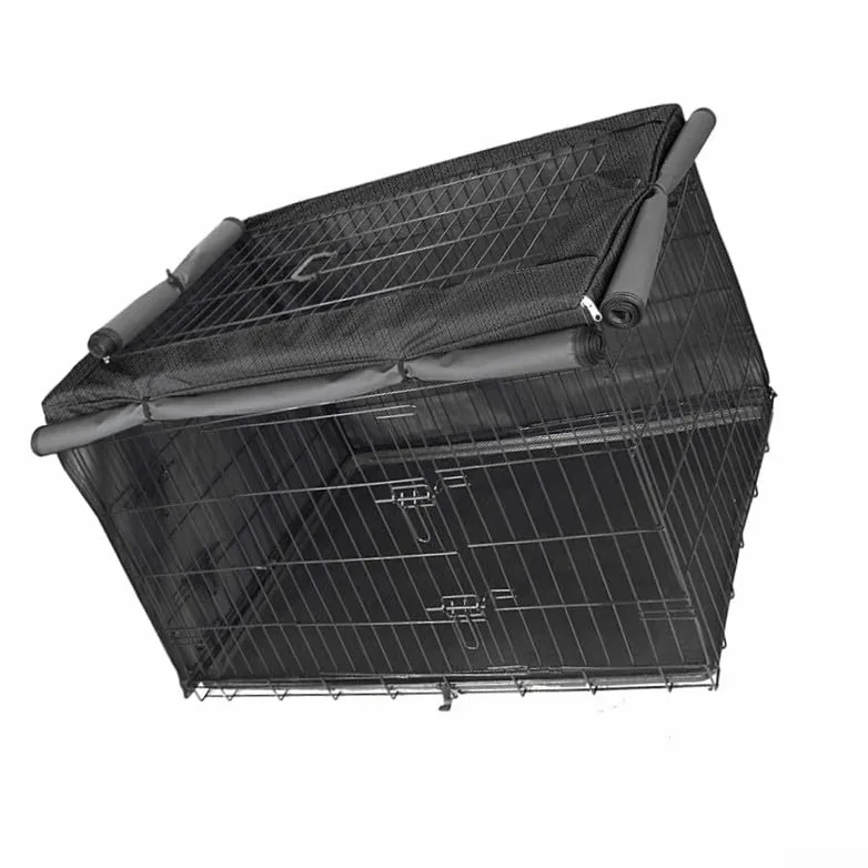 Copertura per gabbia per cani, copertura per gabbia per cani, in tessuto Oxford 420D, protezione antipolvere nera, impermeabile, 95 x 61 x 61 cm, 110 x 73 x 76 cm, 125 x 77 x 81 cm (110 x 73 x 76 cm)