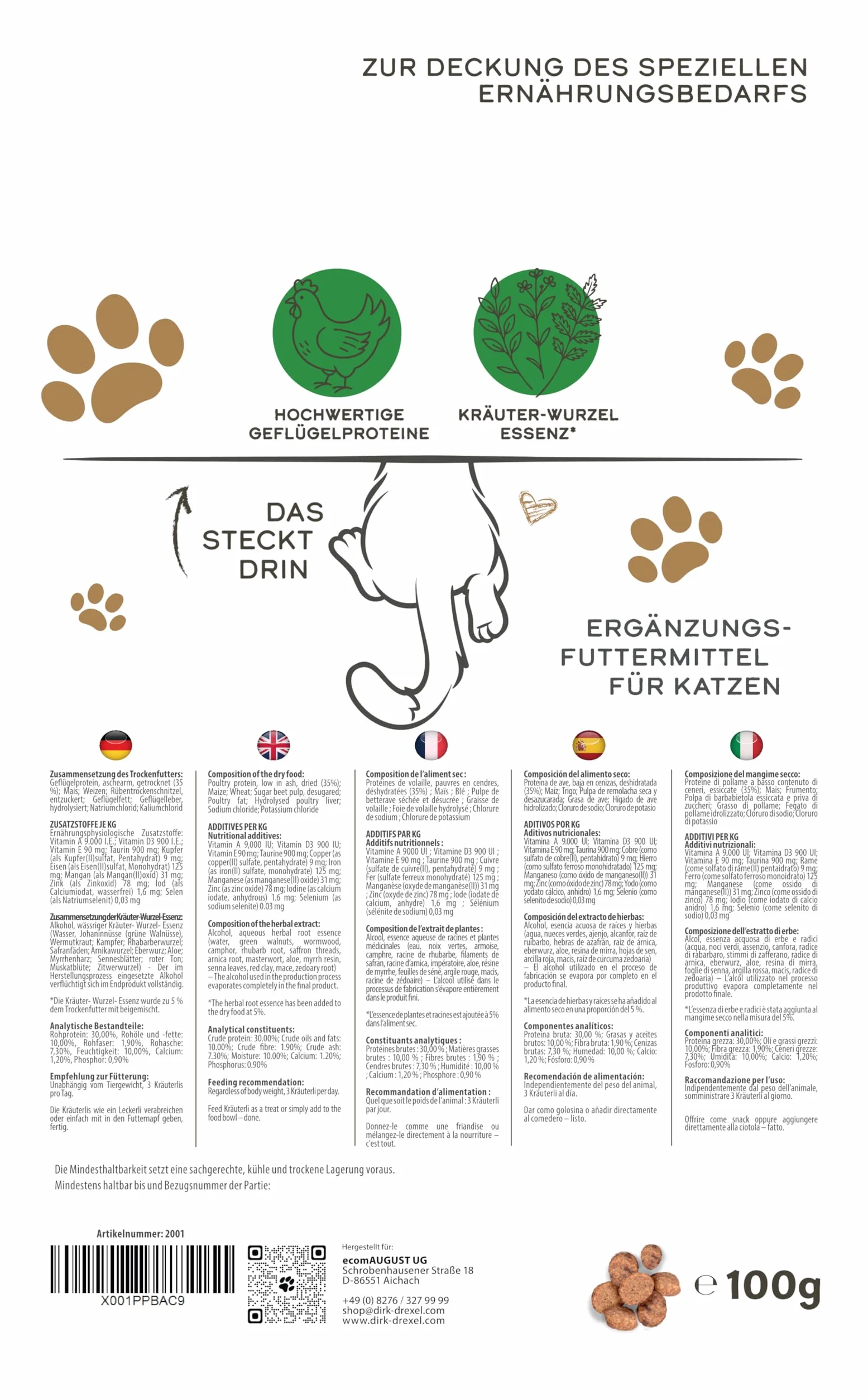 WumoX Herblis per gatti | Tratta con estratti di erbe | nutrizione naturale per rafforzare l'ambiente intestinale | con vero vermouth | alternativa naturale