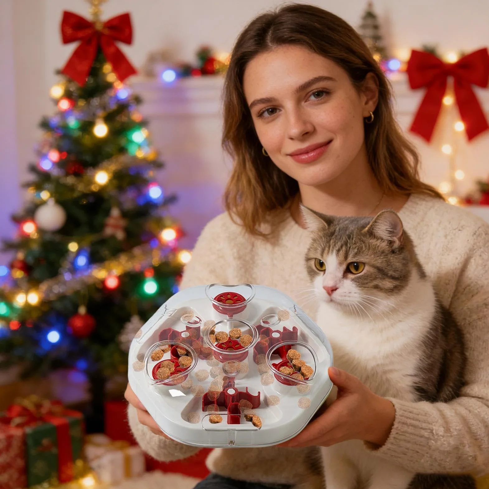 Giocattolo Puzzle Per Cani Mangia Lento Con Fori Per Bocconcini | Distributore Interattivo per Cuccioli Gatti Razze Medie Grandi Addestramento Dentizione Svago in Casa