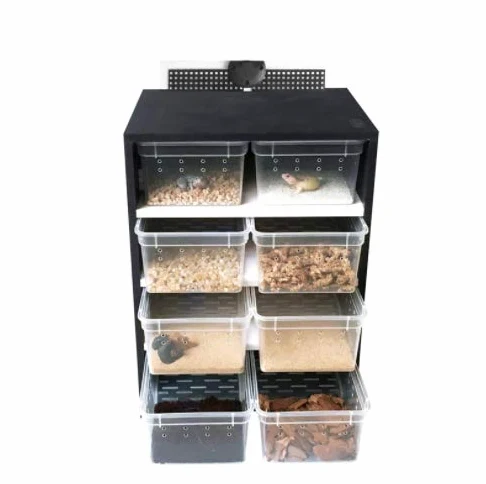 Armadietto in PVC per rettili in inverno terrario per rettili con scatole di allevamento (nero (con cuscinetto riscaldante))