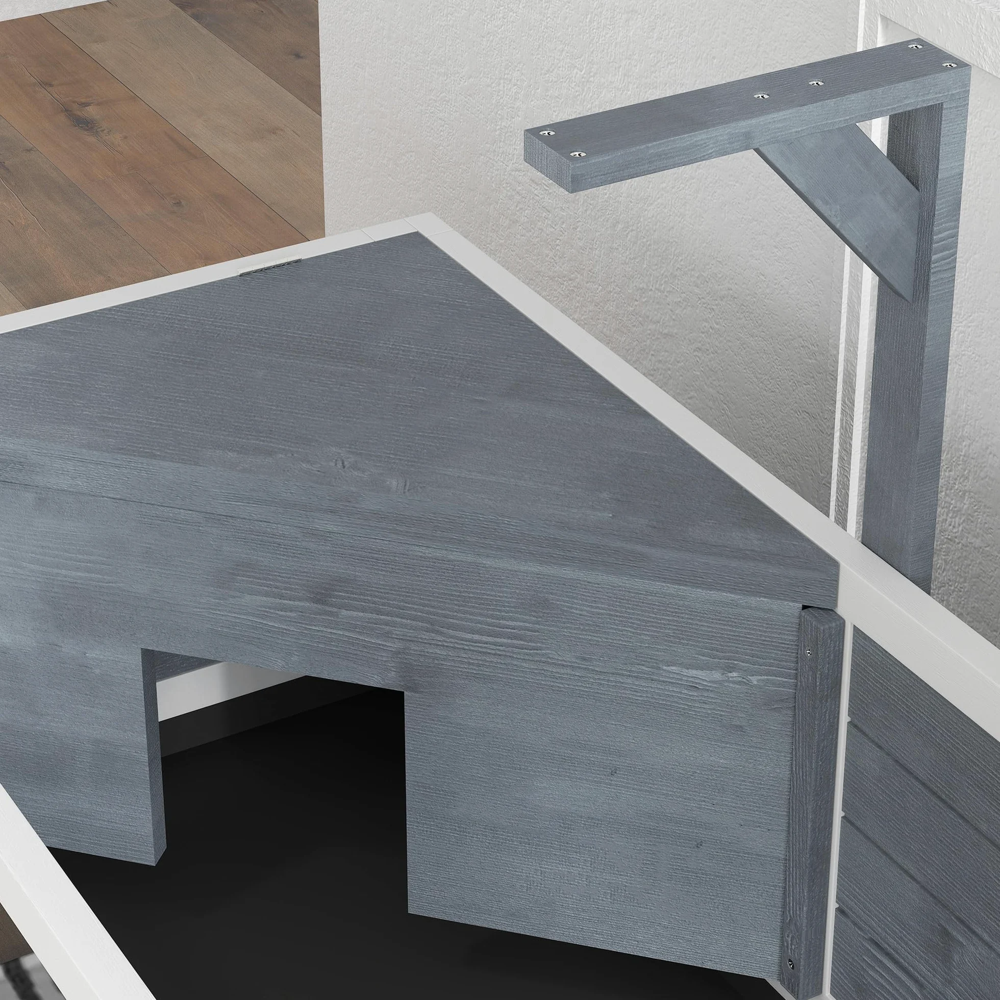 PawHut Casa per tartarughe su piedini a 2 zone - terrario per tartarughe terrestri con tetto apribile e zona interattiva - recinto 90 cm, supporto lampada, vista panoramica e ripiano - grigio