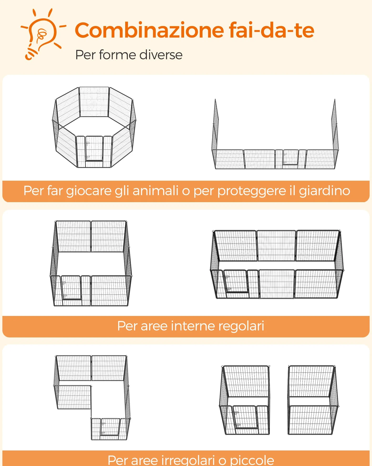 Feandrea Recinto per Animali Box per Cani, 8 Pannelli 77 x 100 cm, Nero PPK81H