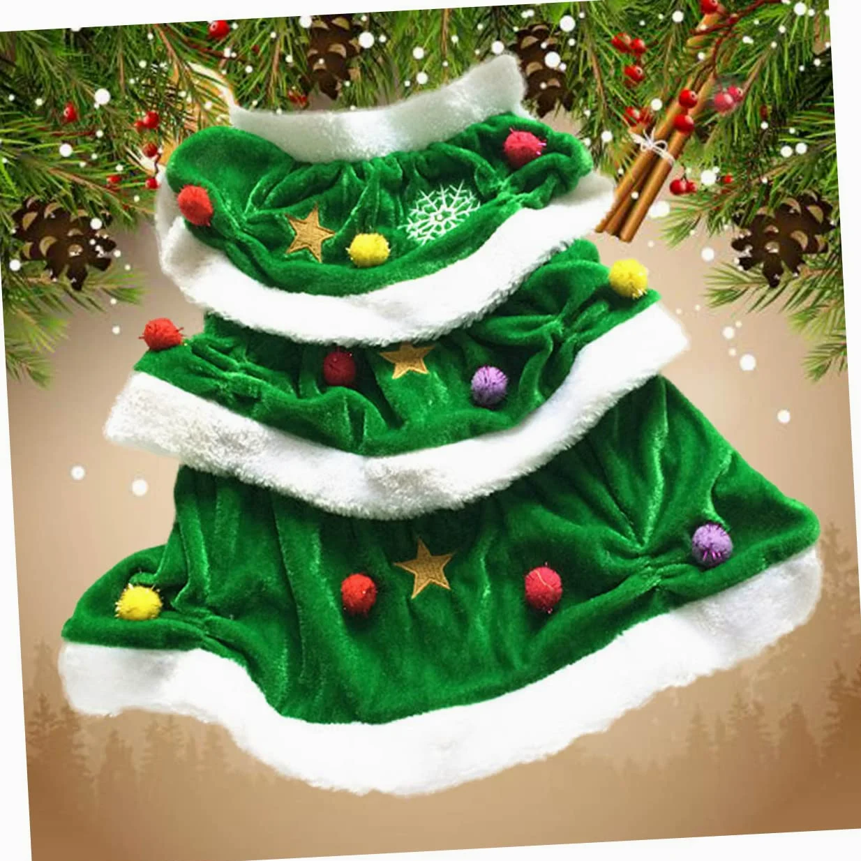 HMJGDHX 2 Pezzi Abito per Cani a Forma di Albero di Natale Vestiti per Animali Domestici per Natale Confortevole Felpa con Cappuccio Calda per Costume da Festa per Cani Abito Festivo per Animali