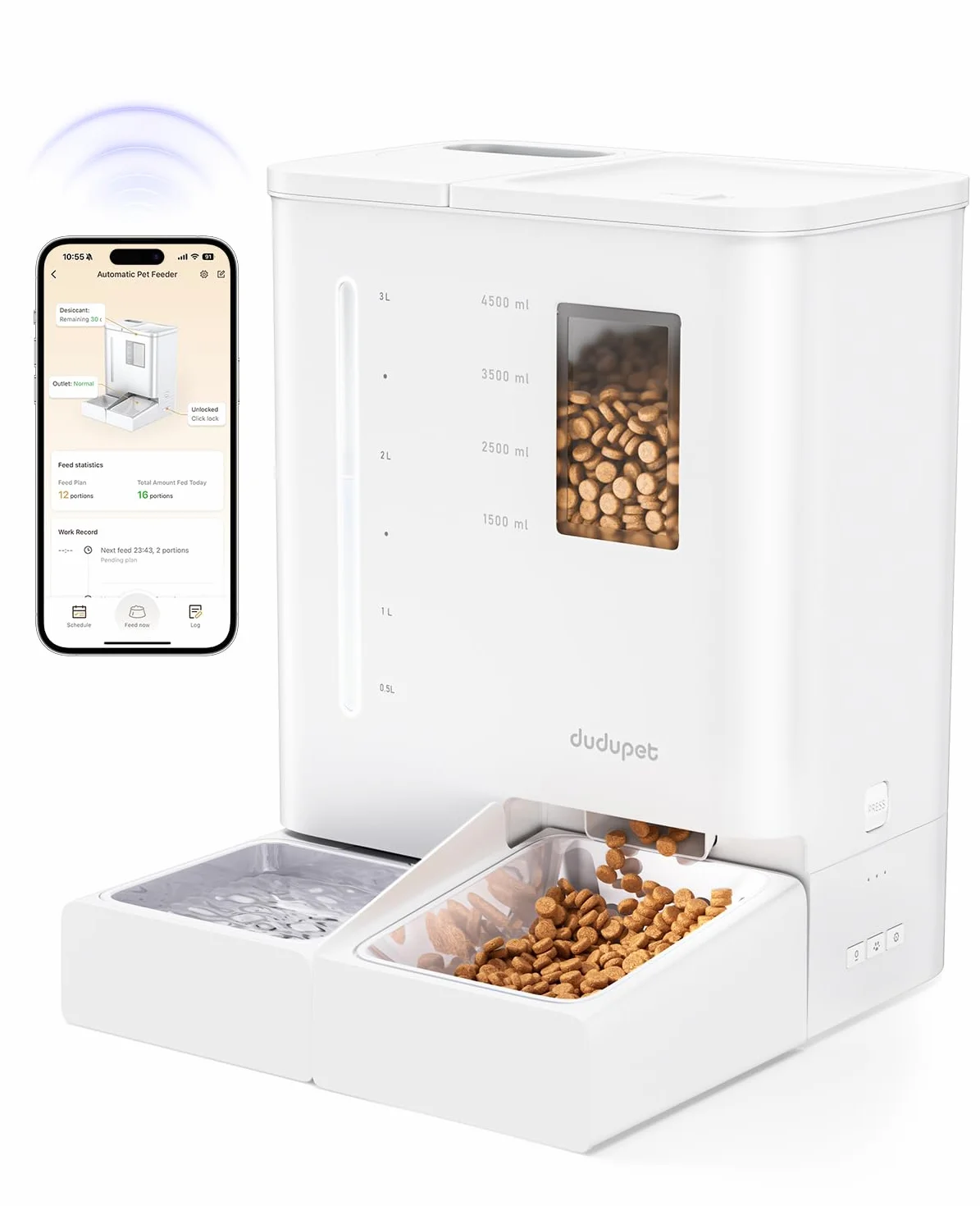 Distributore Automatico Cibo Gatti e Fontanella 2 in 1, 5G WIFI, Controllo via App, 5L Dispenser Cibo Gatto e 4L Fontana d’Acqua, Registrazione Vocale, per Gatti e Cani di Piccola Taglia