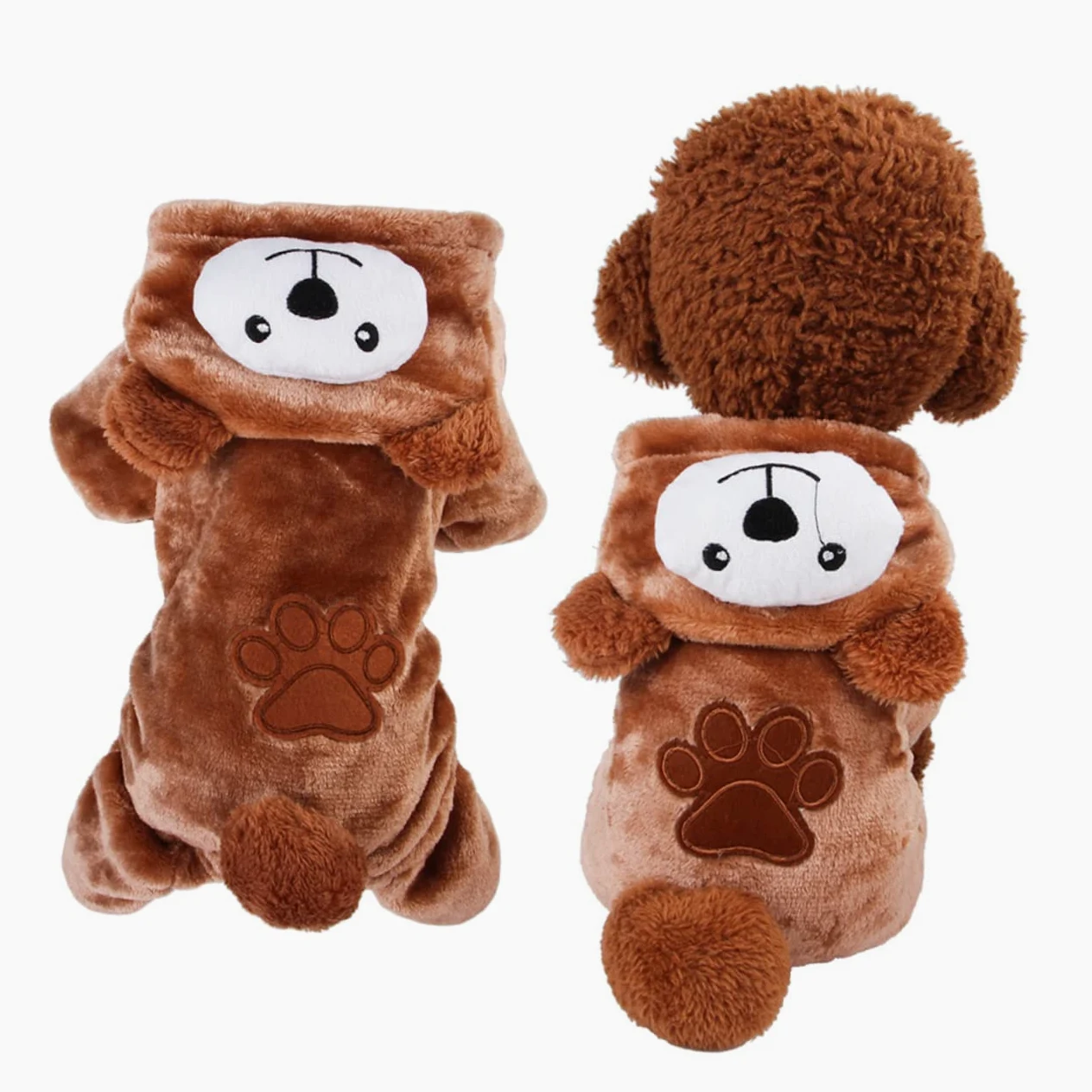 BESPORTBLE 3 Pezzi Impermeabile per Cani alla Moda Caldo Cappotto per Cani Adorabile Gilet in Pile di Corallo A Forma di Orso per Animali Domestici per Eventi Speciali