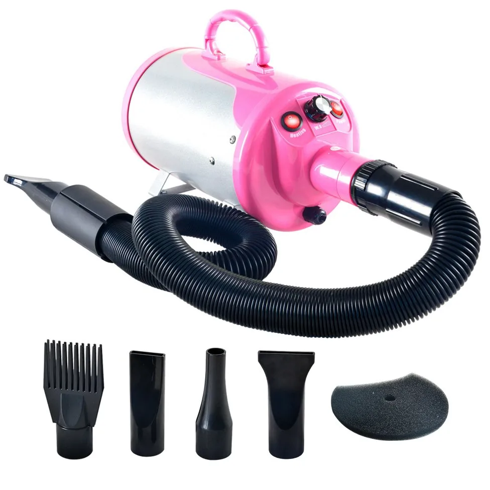 Shelandy Soffiatore per Cani 3.2HP, Asciugatore Professionale Regolabile in Velocità e Temperatura, Phon per Toelettatura Accessori Gatti, Asciuga Silenzioso Dog Dryer Rosa