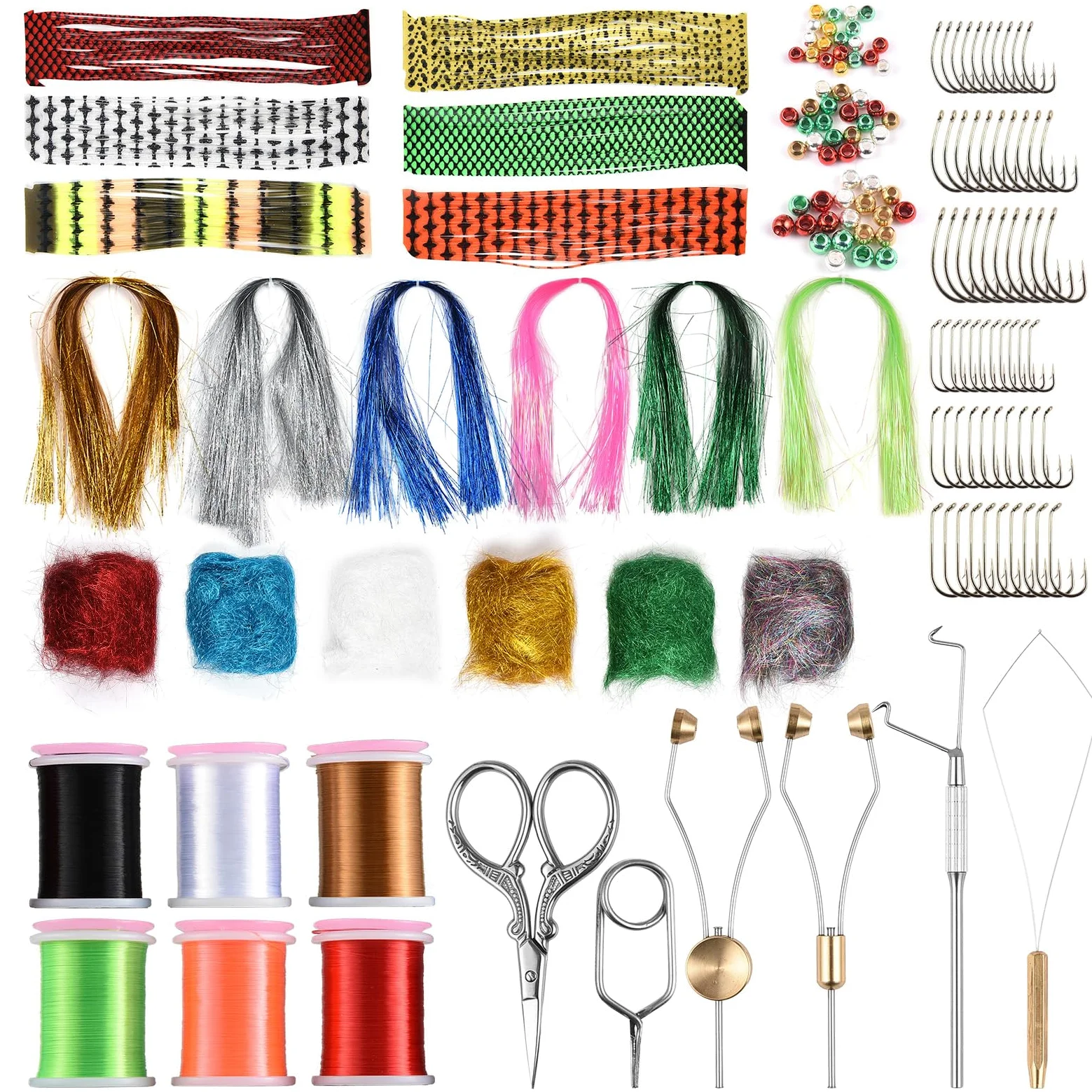 Kit di Strumenti e Materiali per Costruire Mosche per Principianti, Set di Esche da Pesca con Accessori da 150 Pezzi Mosche Attraenti Spigole e Trote