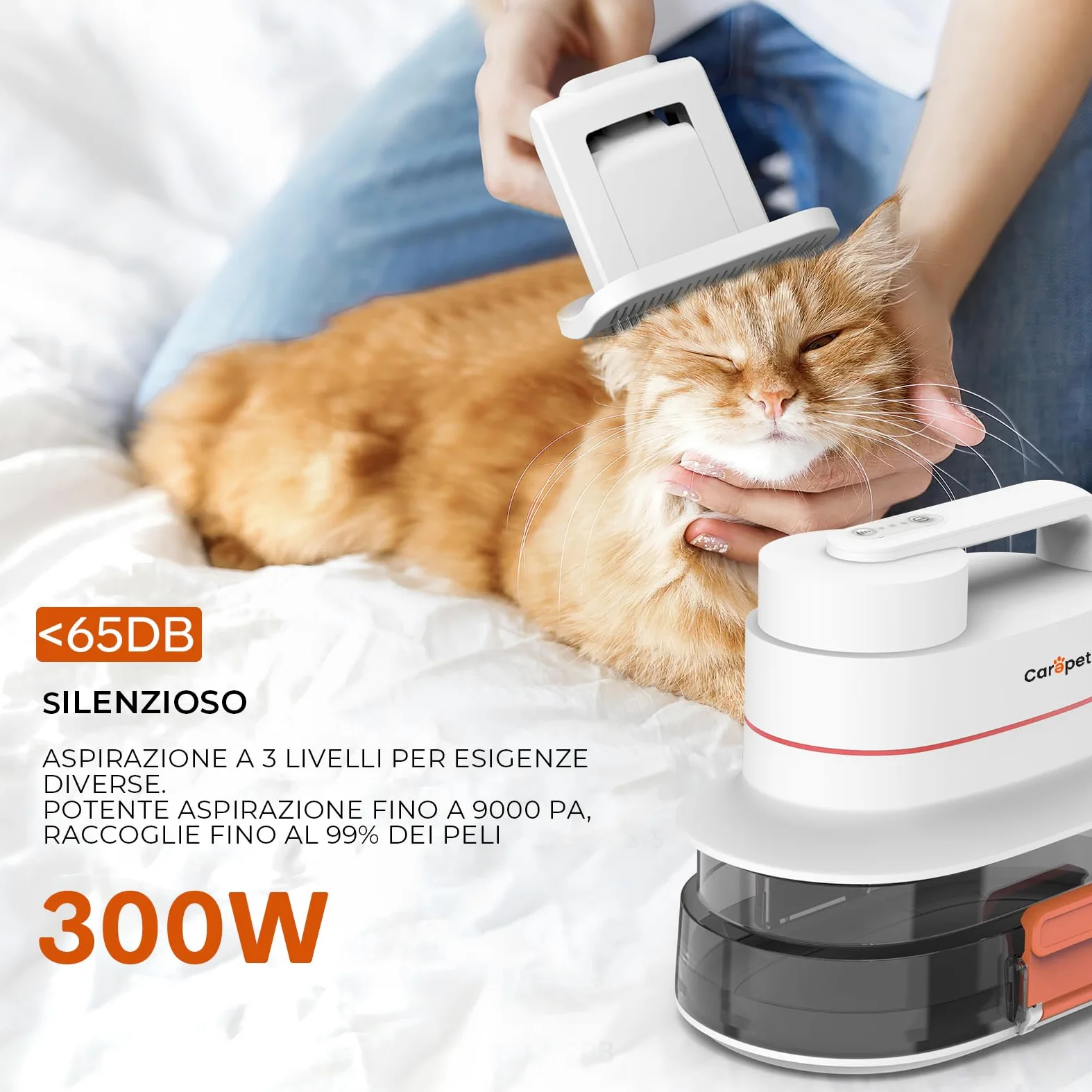 CAREPET Kit Toelettatura Asciugatura e Aspira peli Cane e gatto Per Animali Domestici - Tosatrice per Cani e Gatto Pelo Lungo Professionale - Strumenti per la toelettatura Depilazione Aspira peli