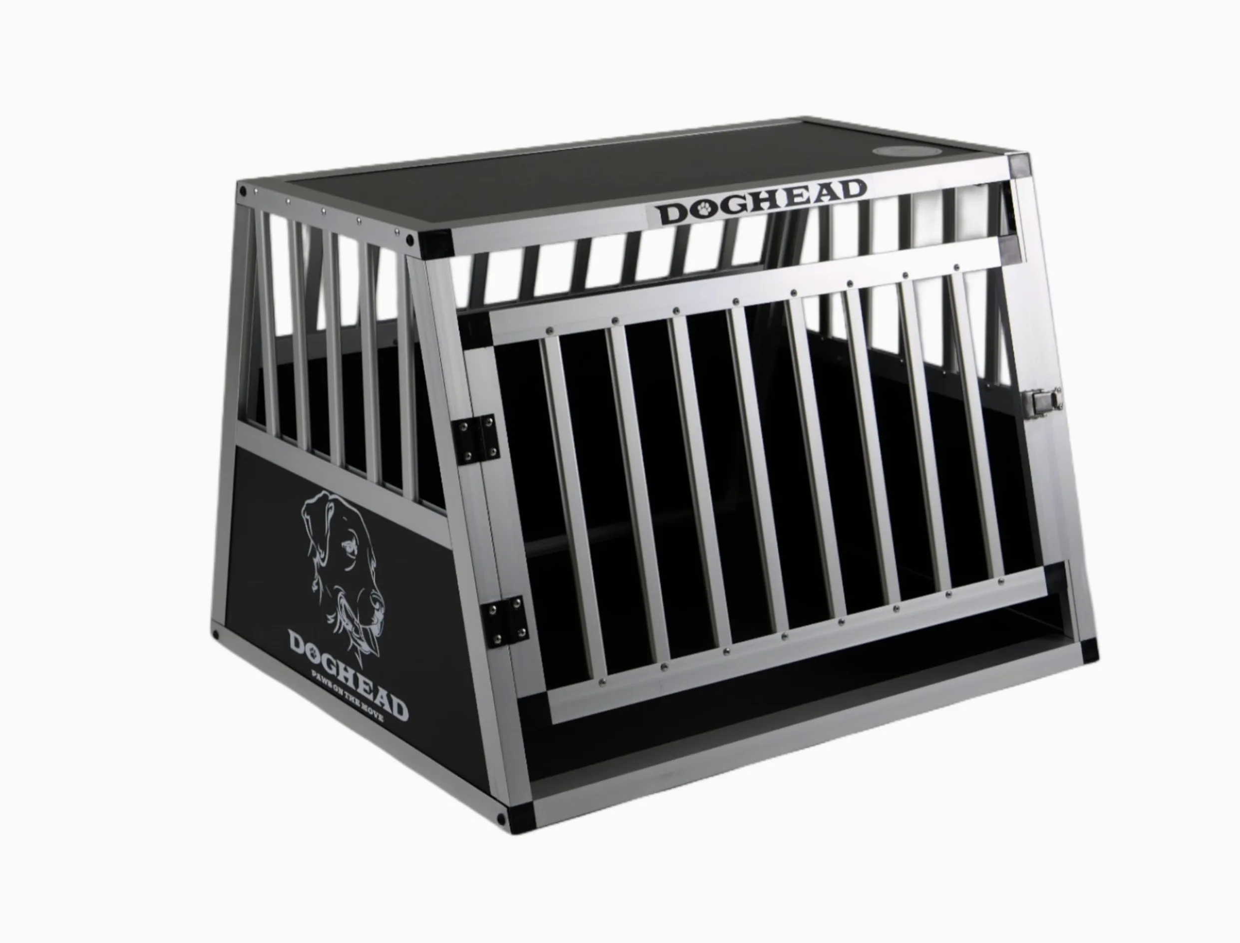 DOGHEAD - Trasportino per cani, in alluminio, 70 x 60 x 50 cm, colore: Nero/Argento