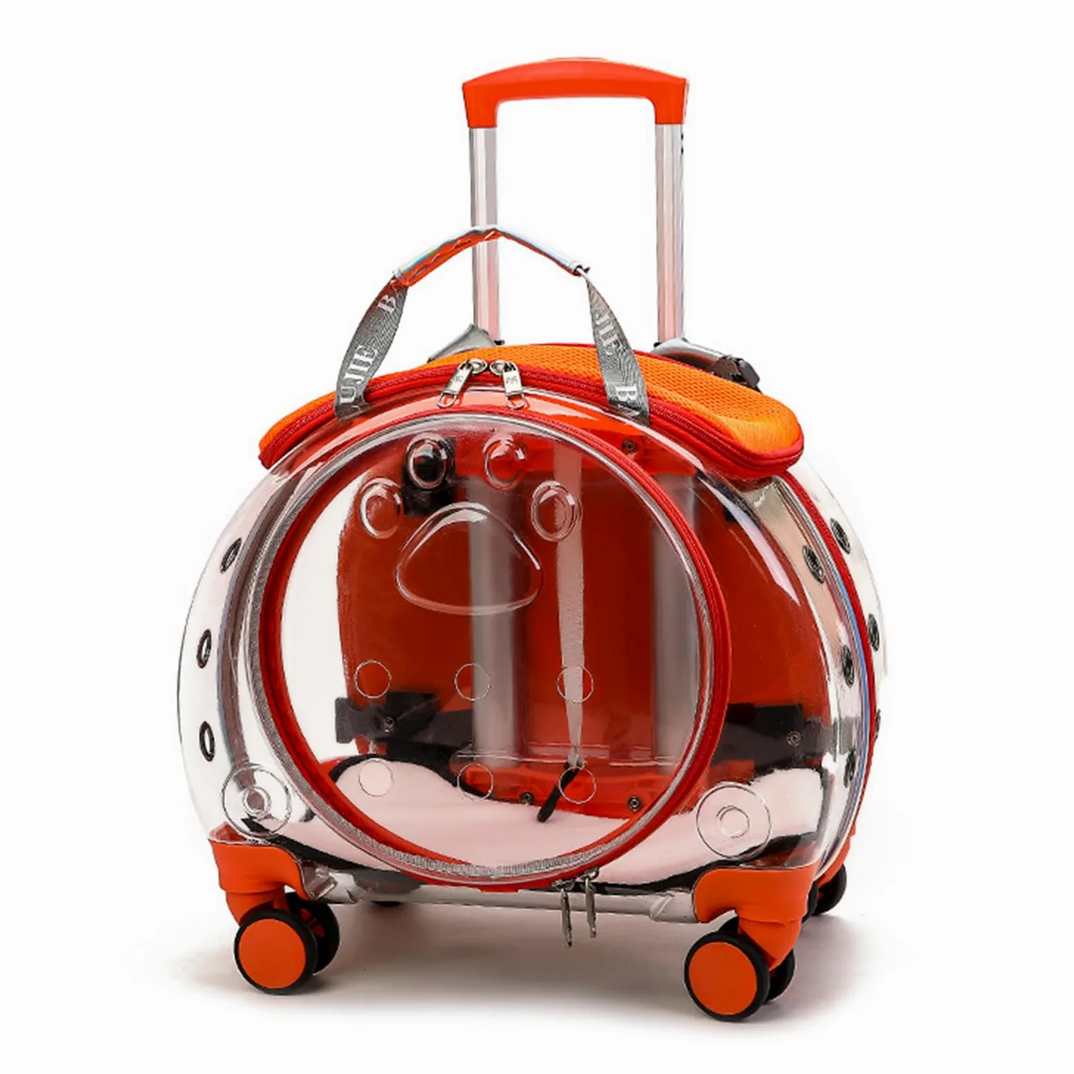Trolley per animali domestici con ruote silenziose staccabili aggiornate, fori di ventilazione trasparenti, trasportino per cani e gatti con manico telescopico, perfetto per viaggiare/fare
