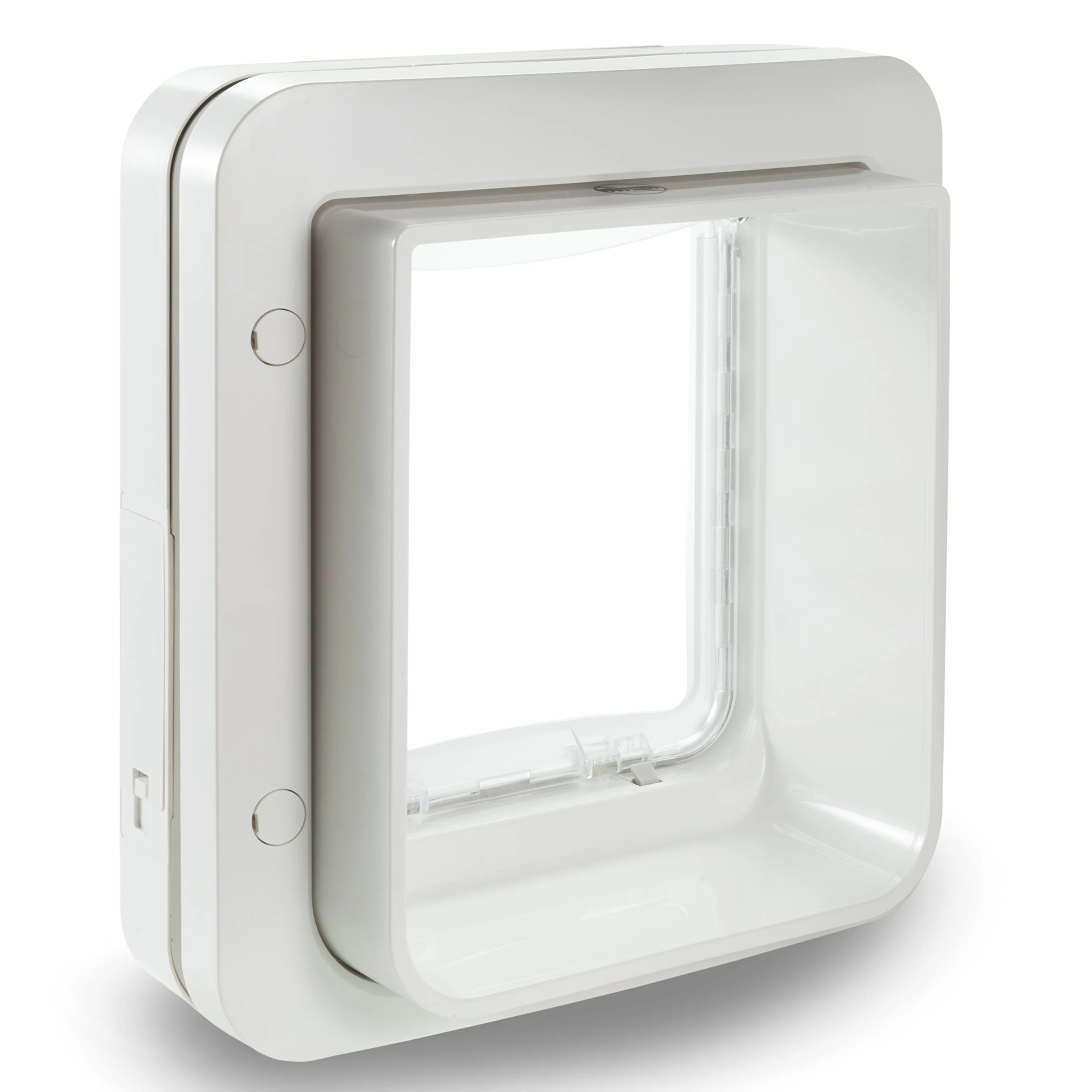 Porta per animali con lettore di microchip SureFlap Sure Petcare per gatti e piccoli cani; compat. Targhetta per collare RFID e microchip, Bianco; 4 batterie a cella C (non incl.)