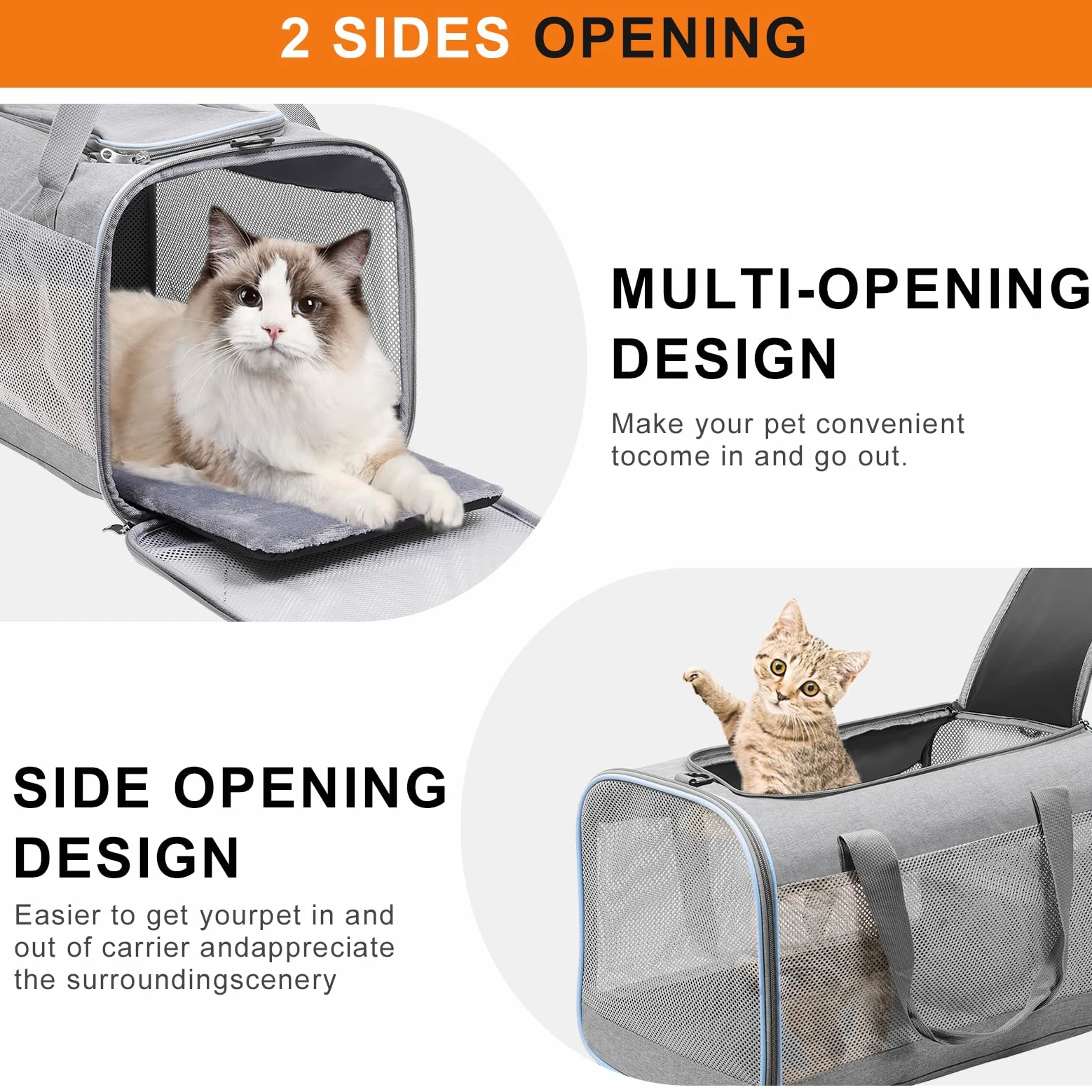 Cinnani Trasportino per Cani e Gatti,Borsa da trasporto per animali domestici portatile e a tracolla, ideale per viaggiare, resistente, durevole e realizzato,grigio