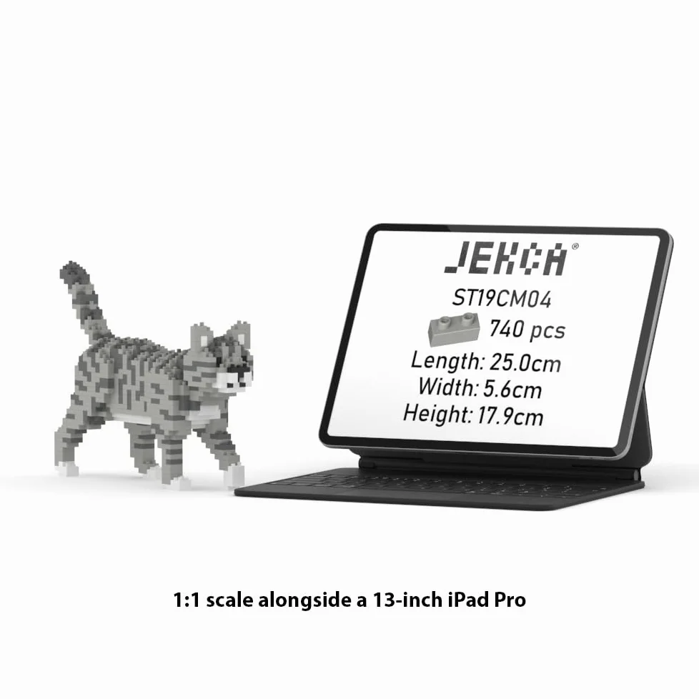 JEKCA Bricks Grey Tabby Cat Mini 01S ST19CM04