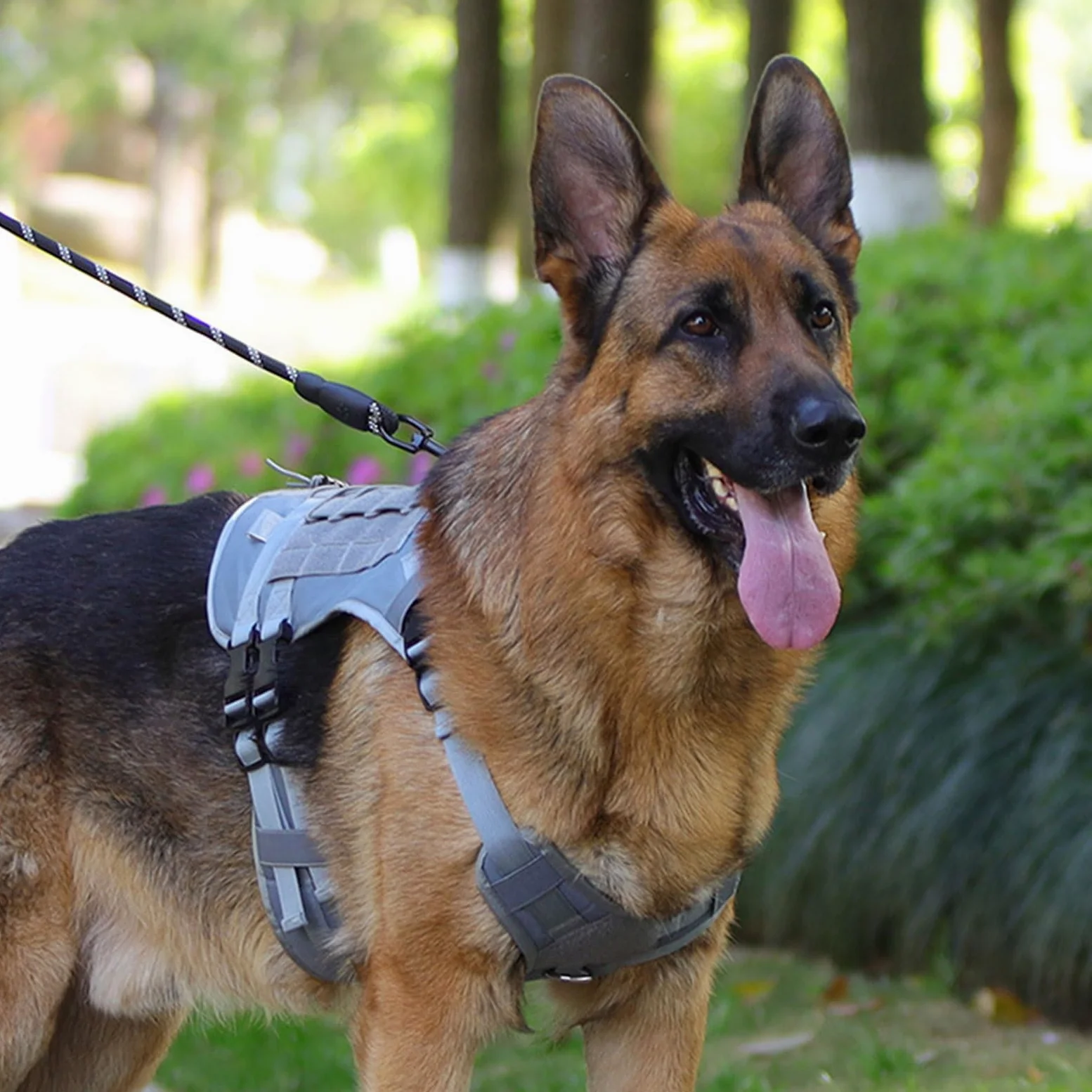 Robusta pettorina per cani in tessuto Oxford di grandi dimensioni con strisce riflettenti per migliorare la visibilità notturna e una facile regolazione gilet riflettente per cani