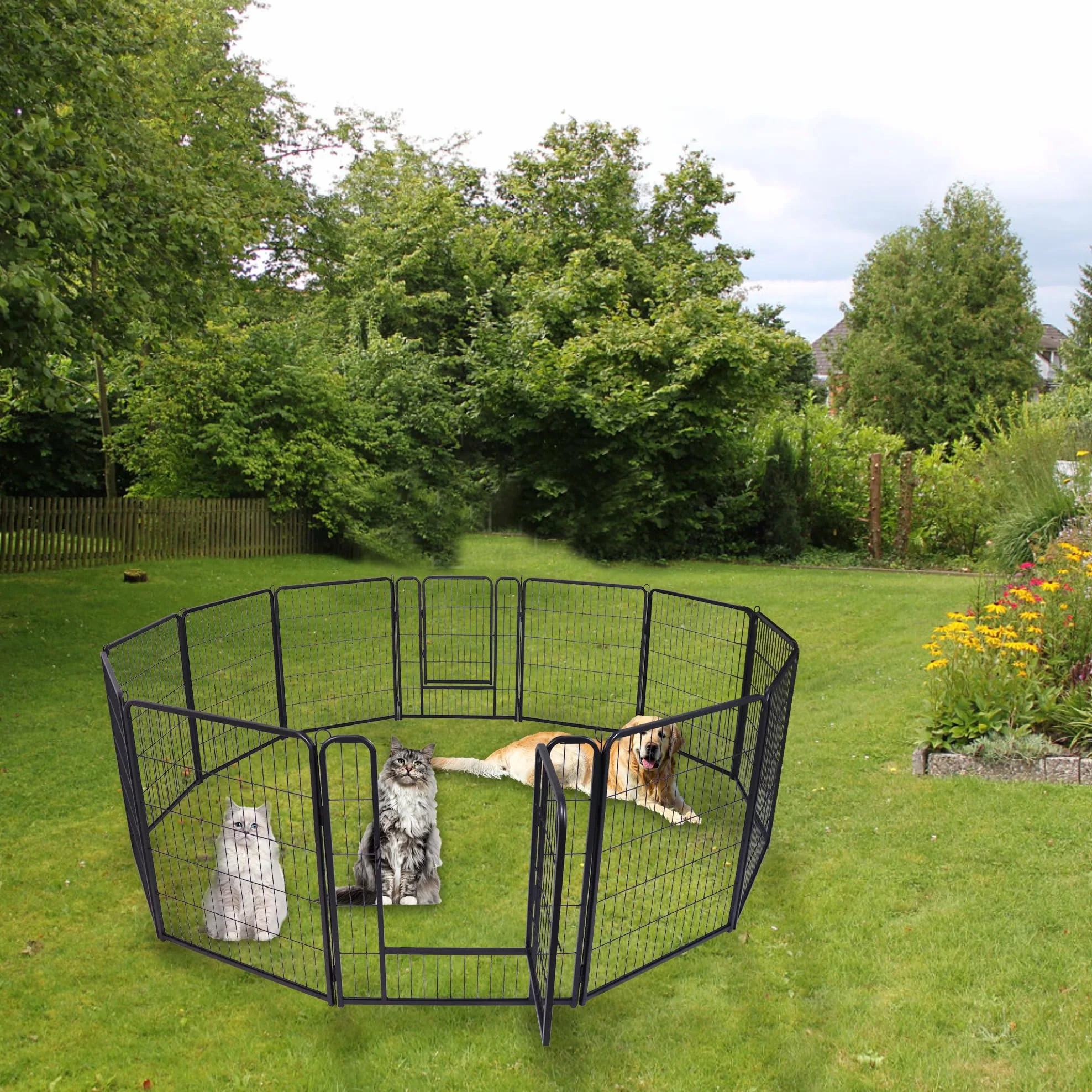 UISEBRT Recinzione per cuccioli con porta, box per cani, flessibile, pieghevole, per cani, gatti, cuccioli, conigli (65 x 80 cm, 12 pezzi)