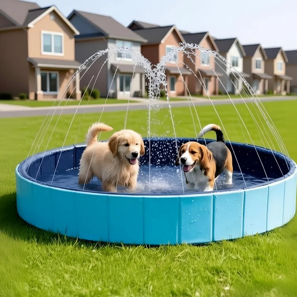 Piscina Per Cani Grandi PVC 2-in-1 | Solida e sicura. Come piscina cani resistente graffi, batte altre piscine per cani nelle giornate in giardino.